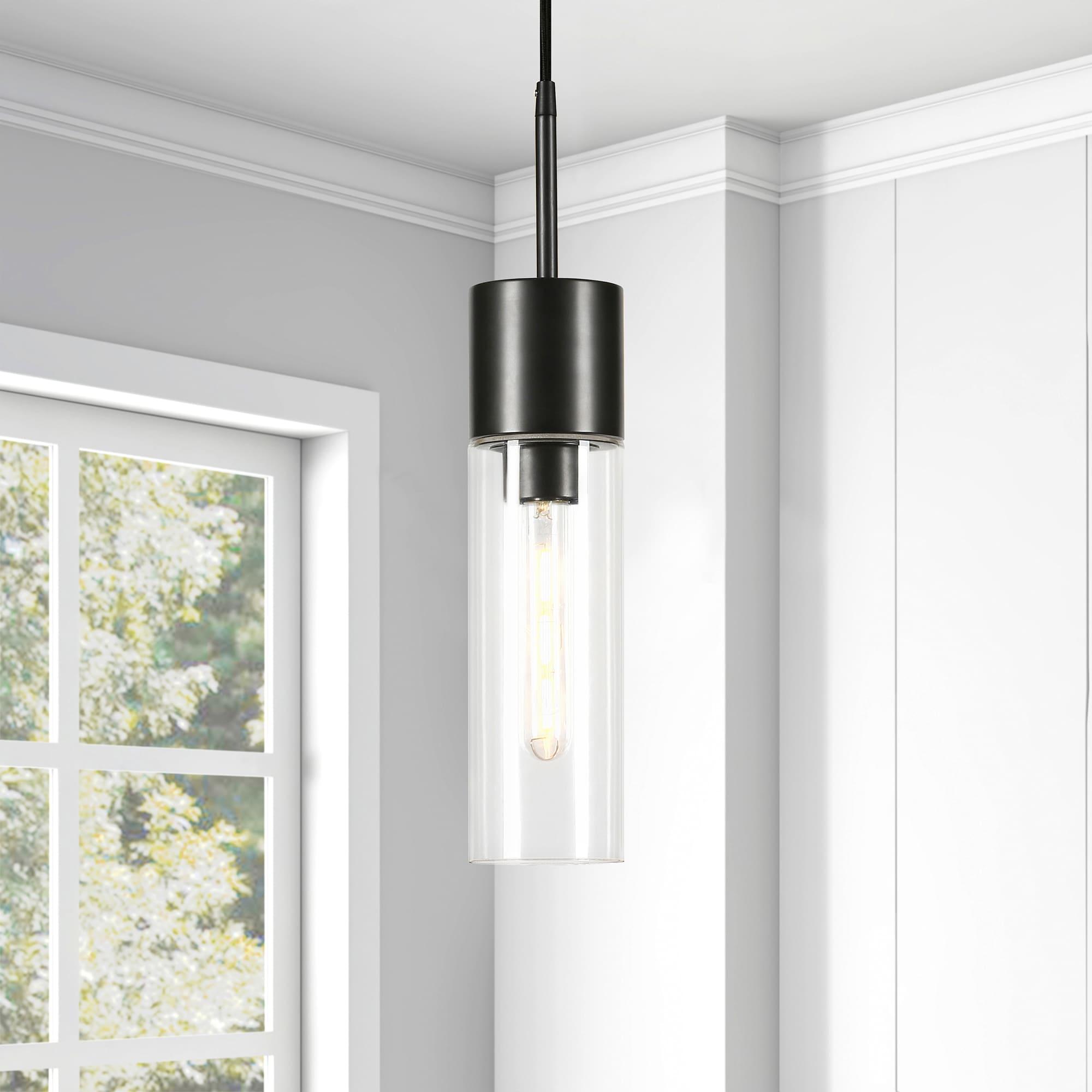 Evelyn&Zoe Industrial Clear Glass Pendant