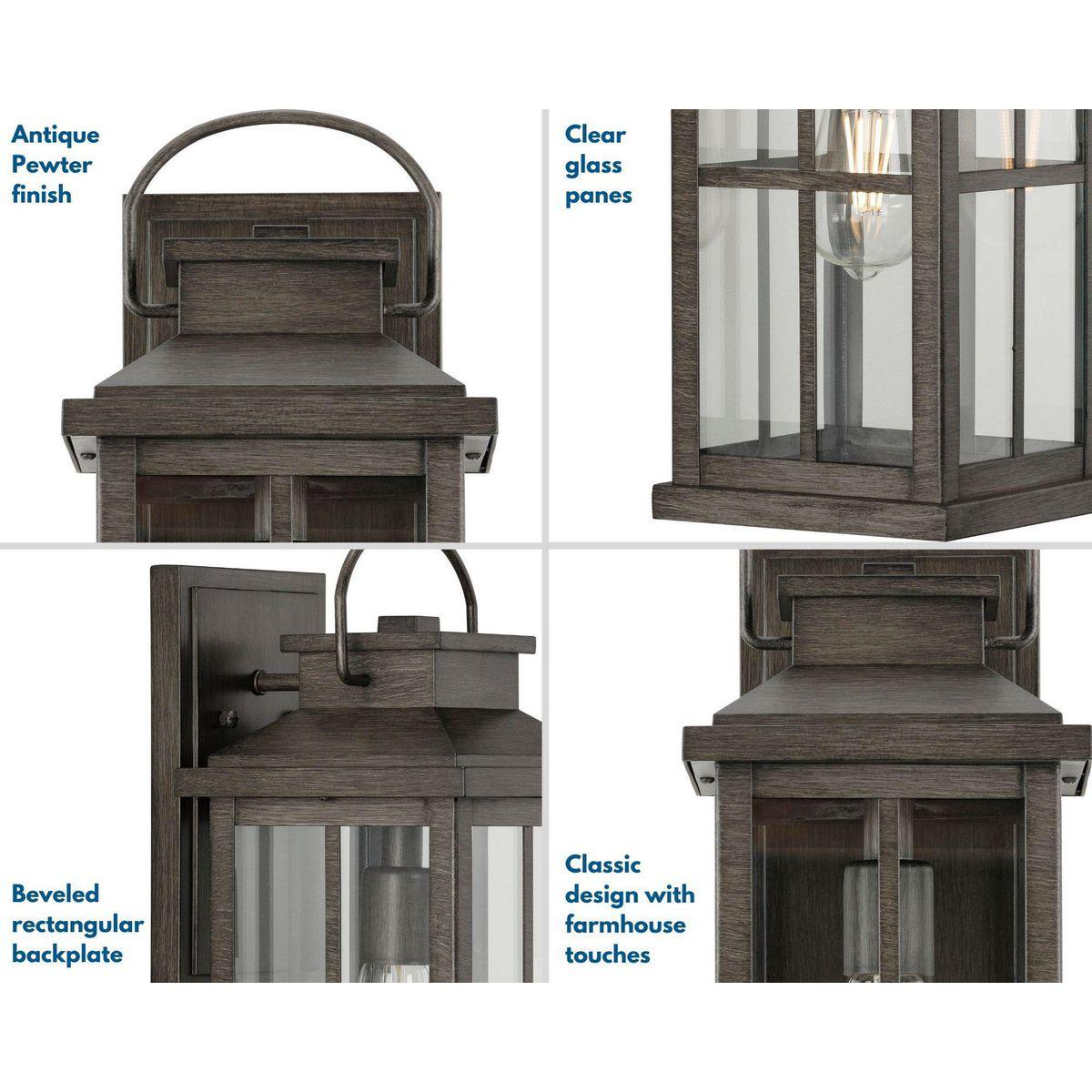Progress Lighting Williamston 1-Light Antique Pewter Outdoor Wall Lantern with Clear Glass