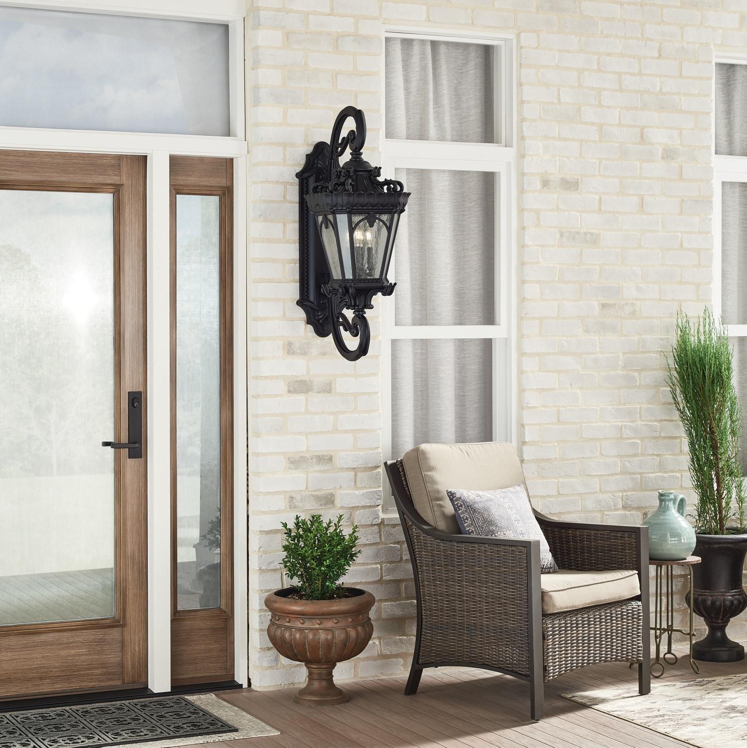 Tournai 37.75" 4 Light Outdoor Wall Light with Clear Seeded Glass in Textured Black