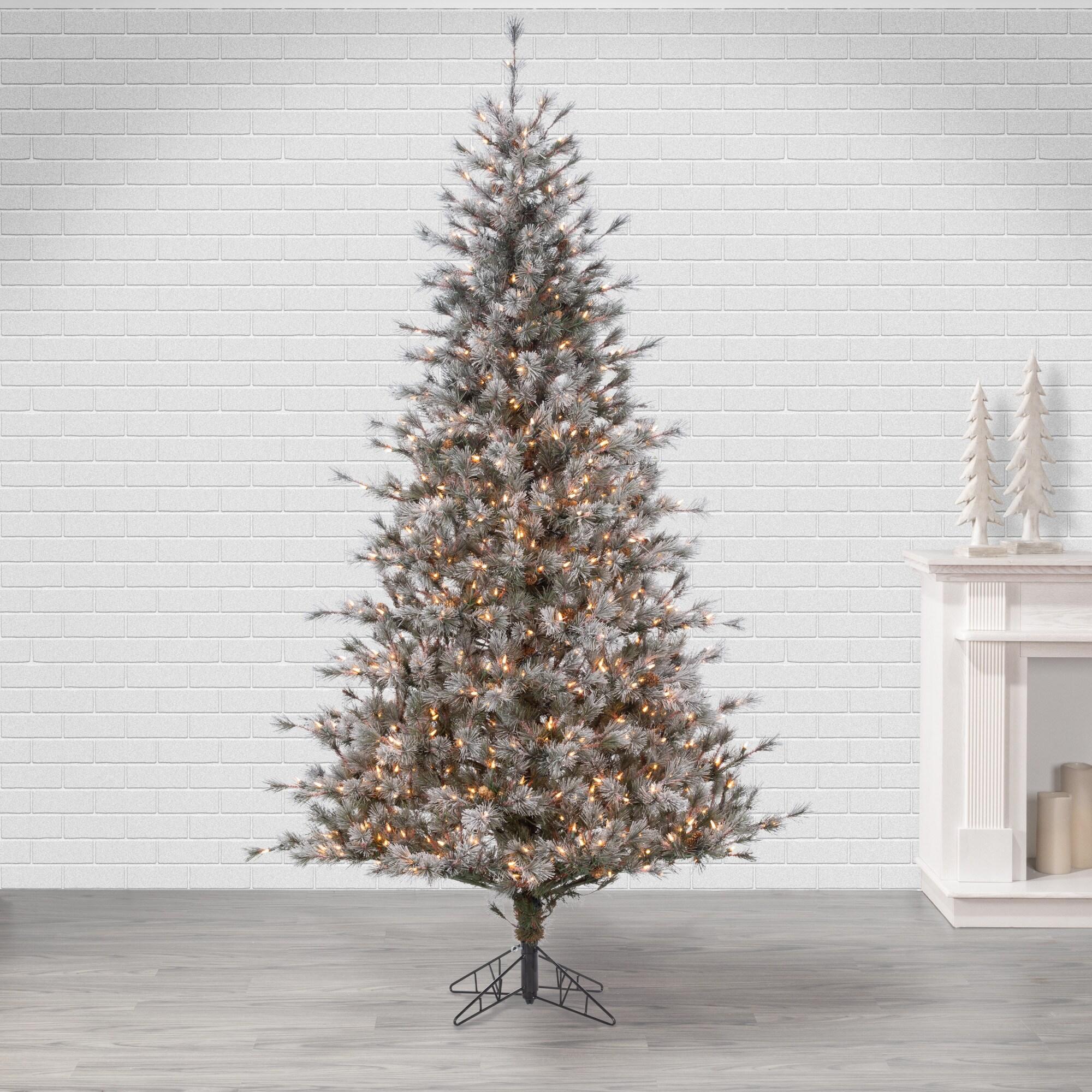 Gerson 7.5 ft. Pre Lit Clear Incandescent Lightly Flocked Hard Needle Scotch Pine
