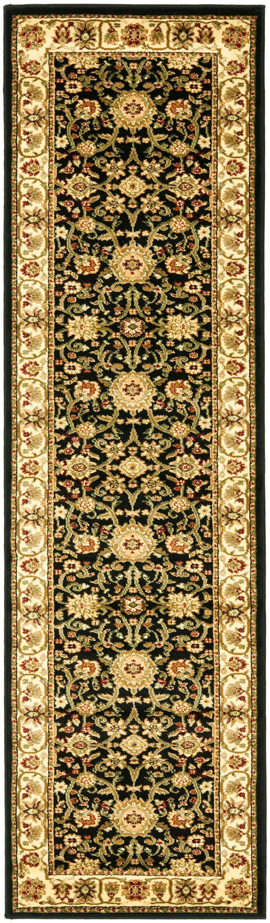 Lyndhurst LNH212 Power Loomed Runner Rug - Black/Ivory - 2'3"x6' - Safavieh