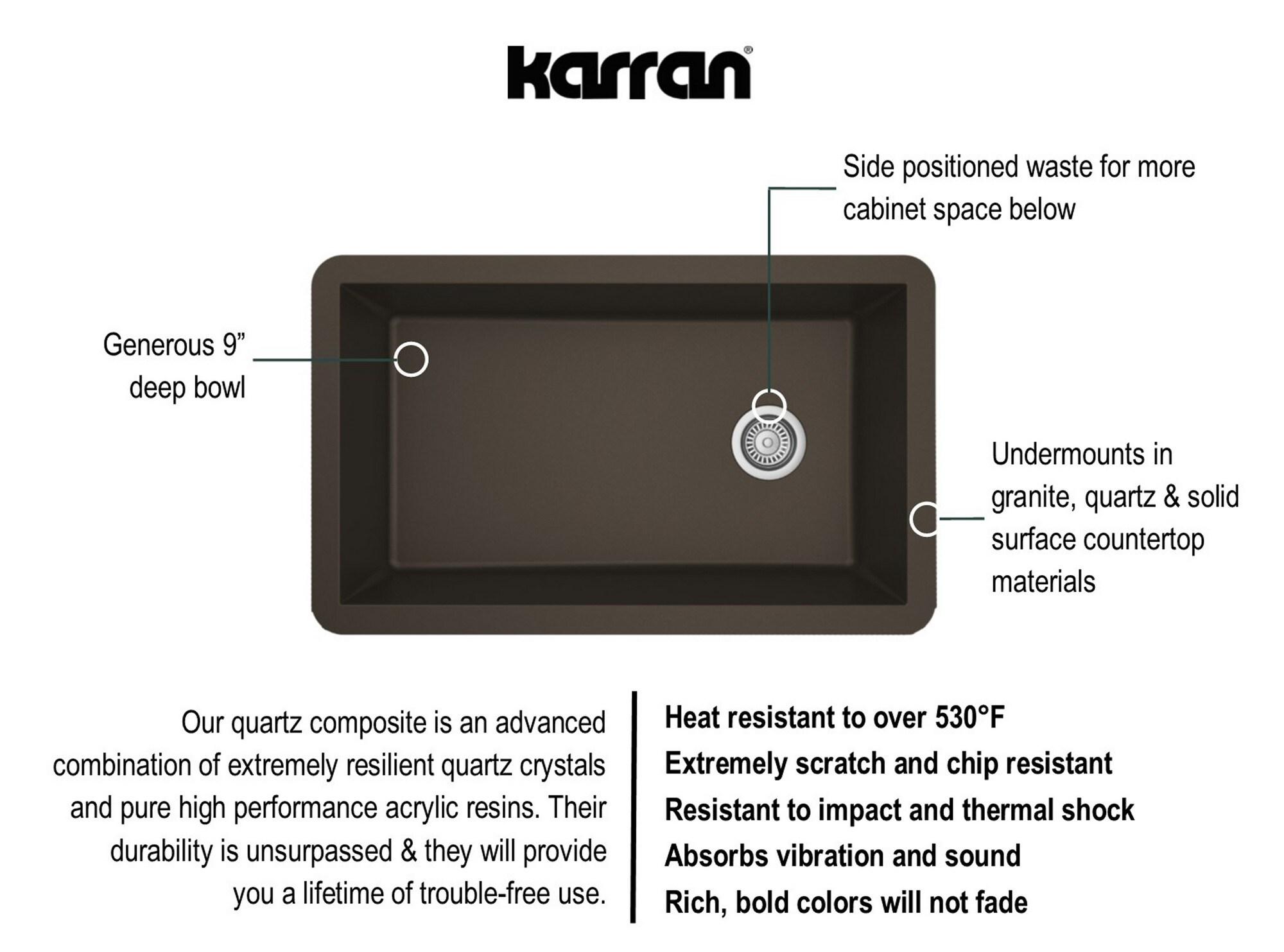 Karran Undermount Quartz Composite 31-3/4'' X 19-1/4'' Single Bowl Kitchen Sink
