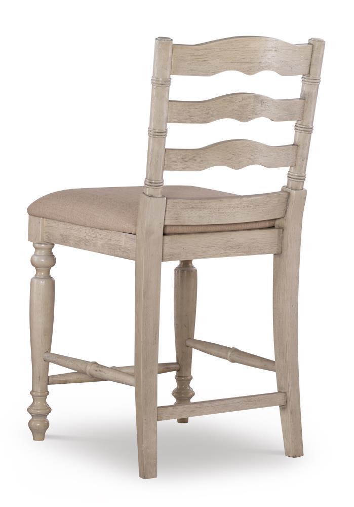 24" Marino Padded Seat Counter Height Barstool Upholstered Seat and Back White - Linon: Rubberwood Frame, Foam Fill, Ladder-Back Design