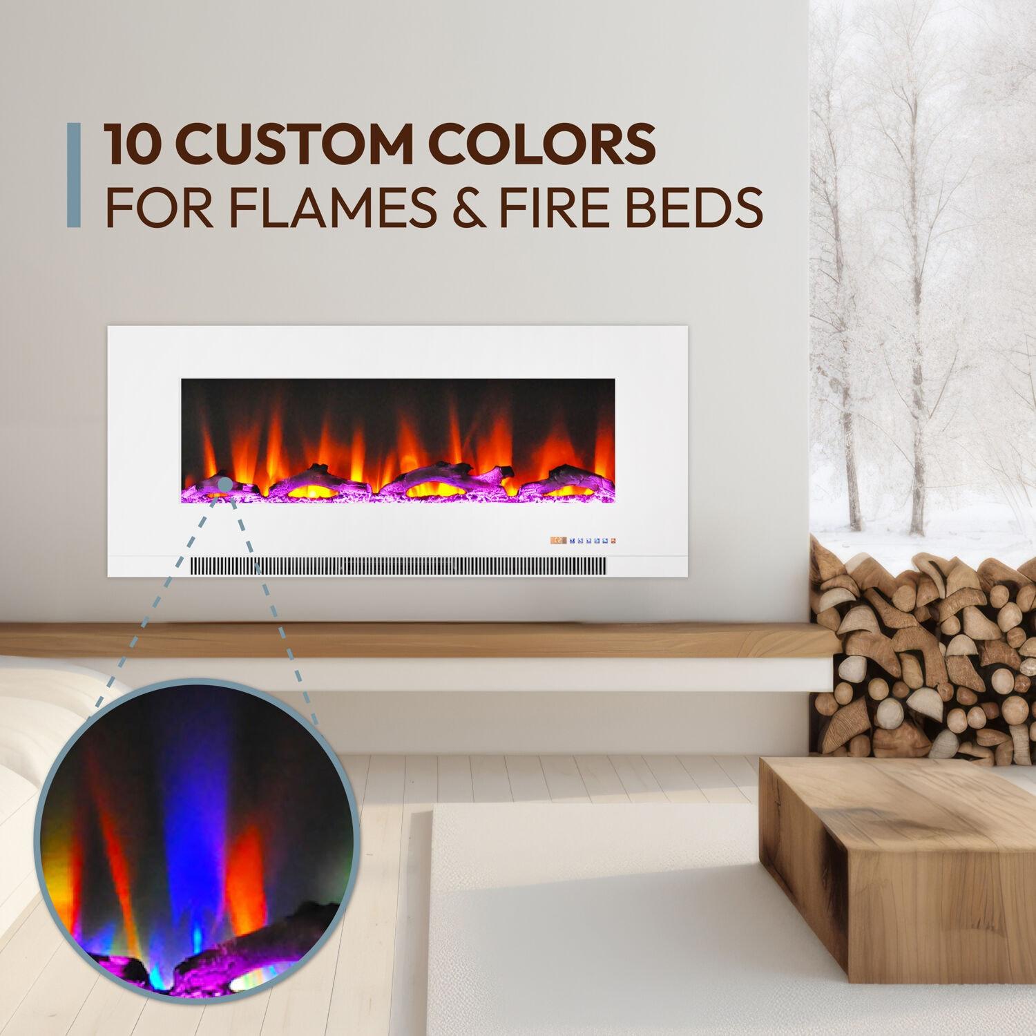 Cambridge Cambridge Wall Mount Electric Fireplace Heater with Remote Control for Indoor Use in Living Room, Bedroom, Home Office