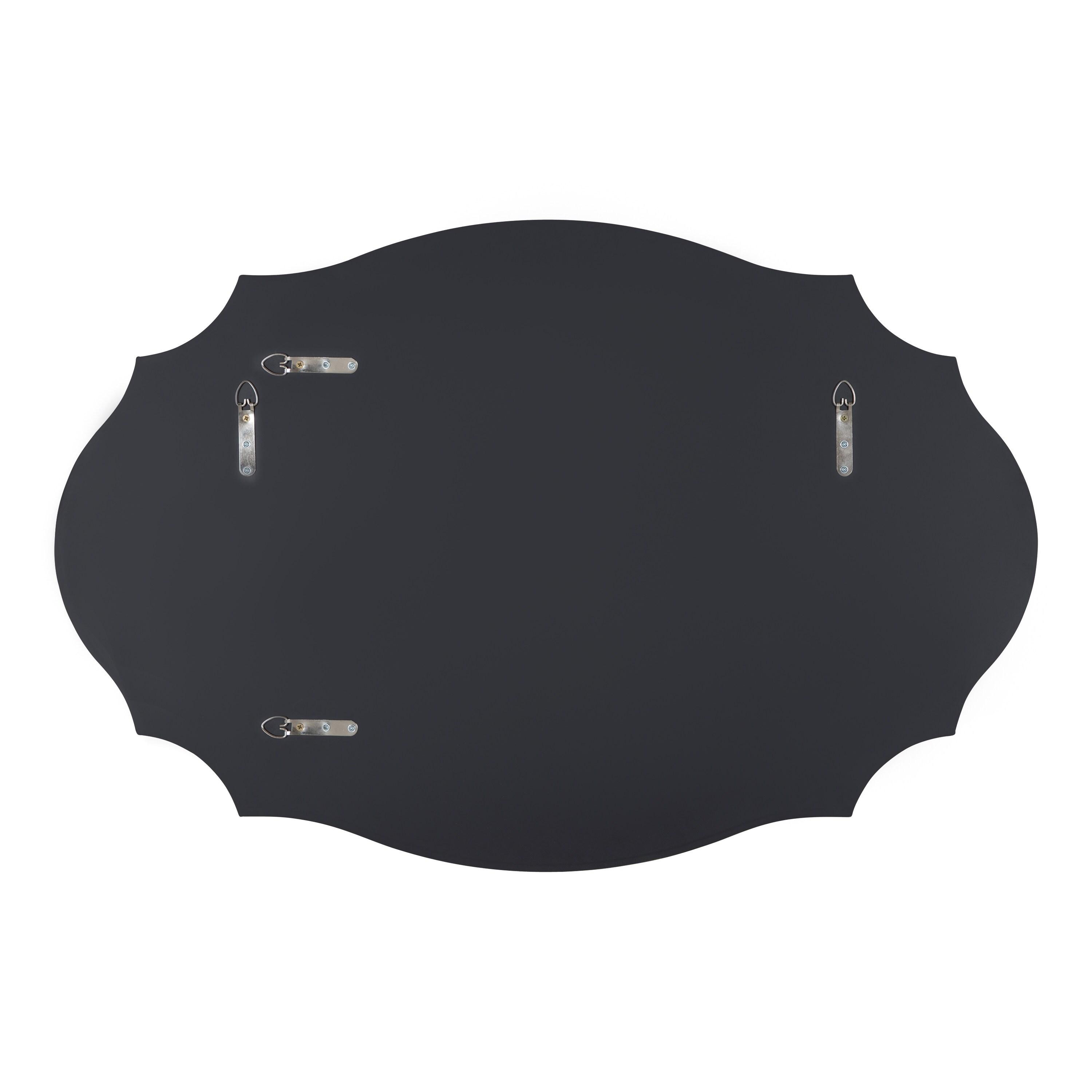 Kate and Laurel Leanna Glam Oval Mirror, 24 x 36, Black, Modern Scalloped Mirror for Wall