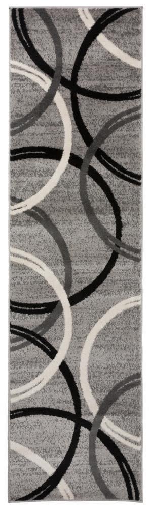 World Rug Gallery Contemporary Abstract Circles Design Gray 2'x10' Runner Rug