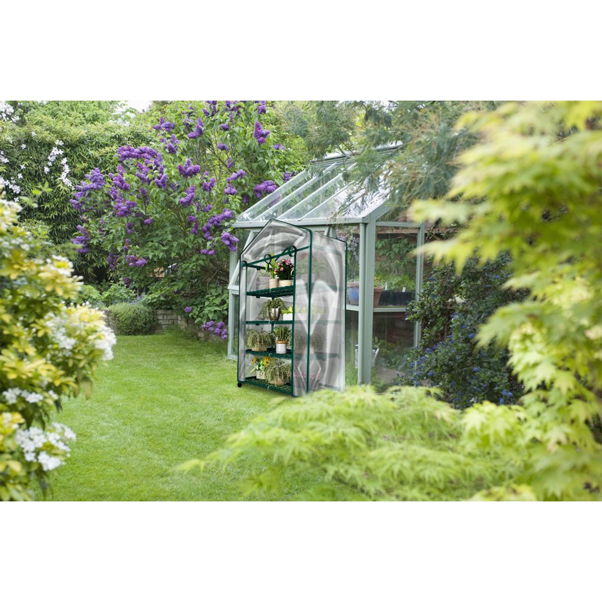 Nature Spring Greenhouse With 4 Shelves, PVC Cover, and Removable Locking Wheels - 19.3" x 63.3"