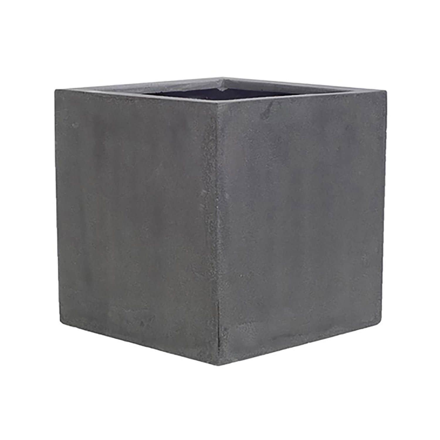 Glossy White Square Fiberstone Indoor Outdoor Planter, 12"