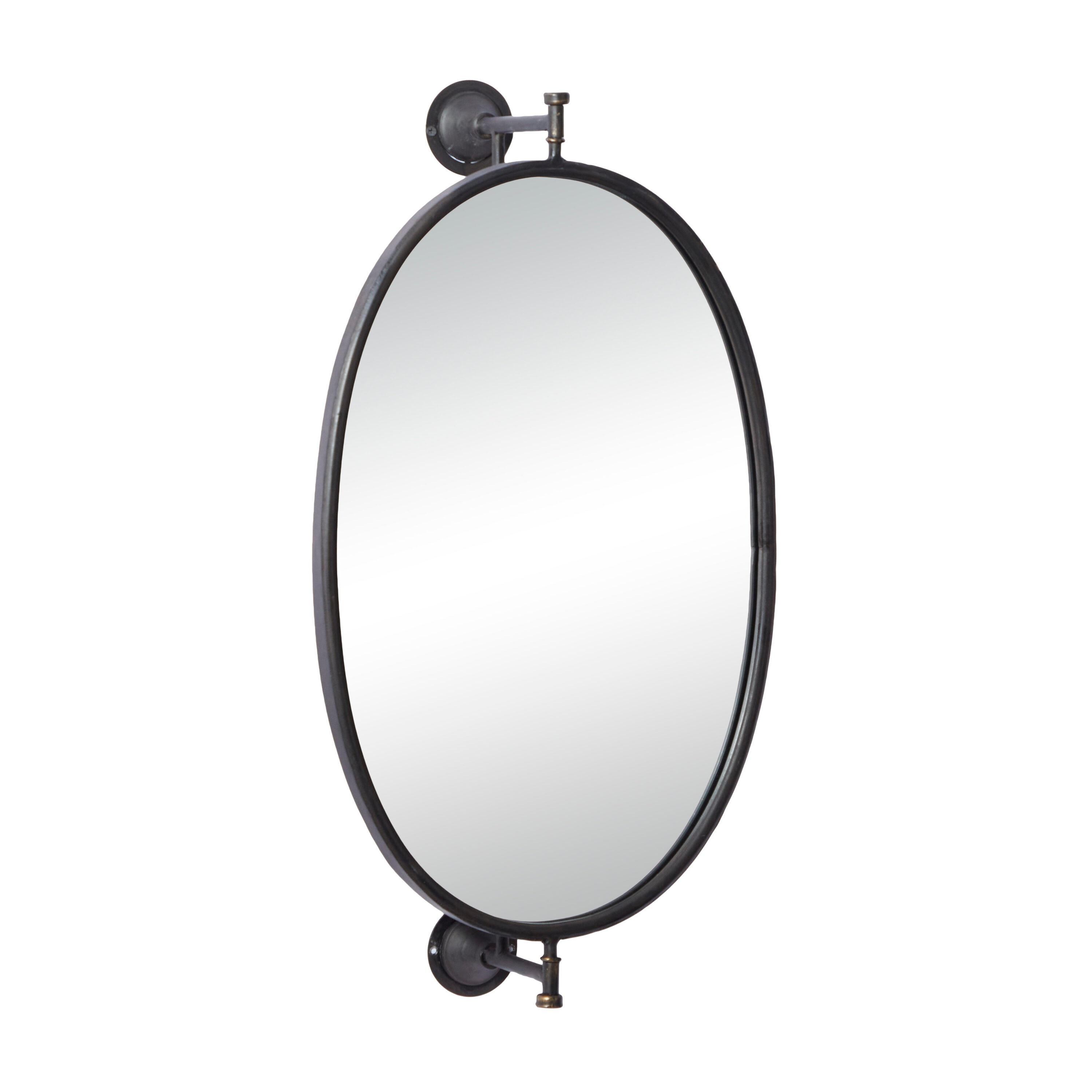 DecMode 15" x 29" Black Handmade Oval Shaped Wall Mirror