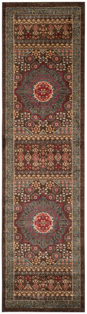 Mahal MAH620 Power Loomed Runner Rug - Navy/Red - 2'2"x22' - Safavieh.