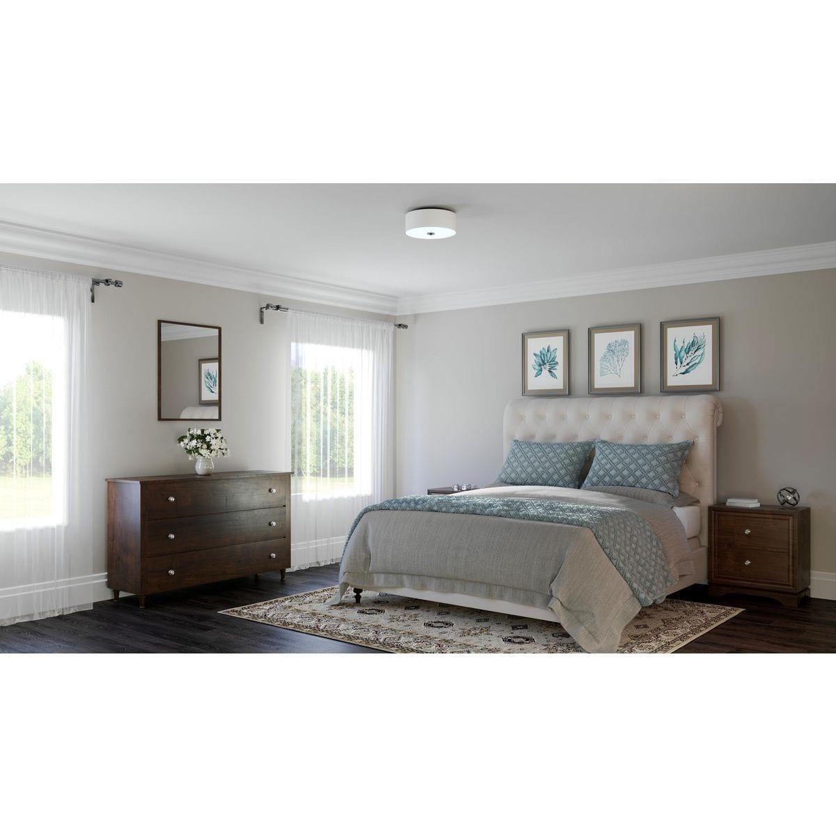 Progress Lighting, Inspire Collection, 2-Light Semi-Flush Mount, Antique Bronze, Etched Glass with Linen Shade