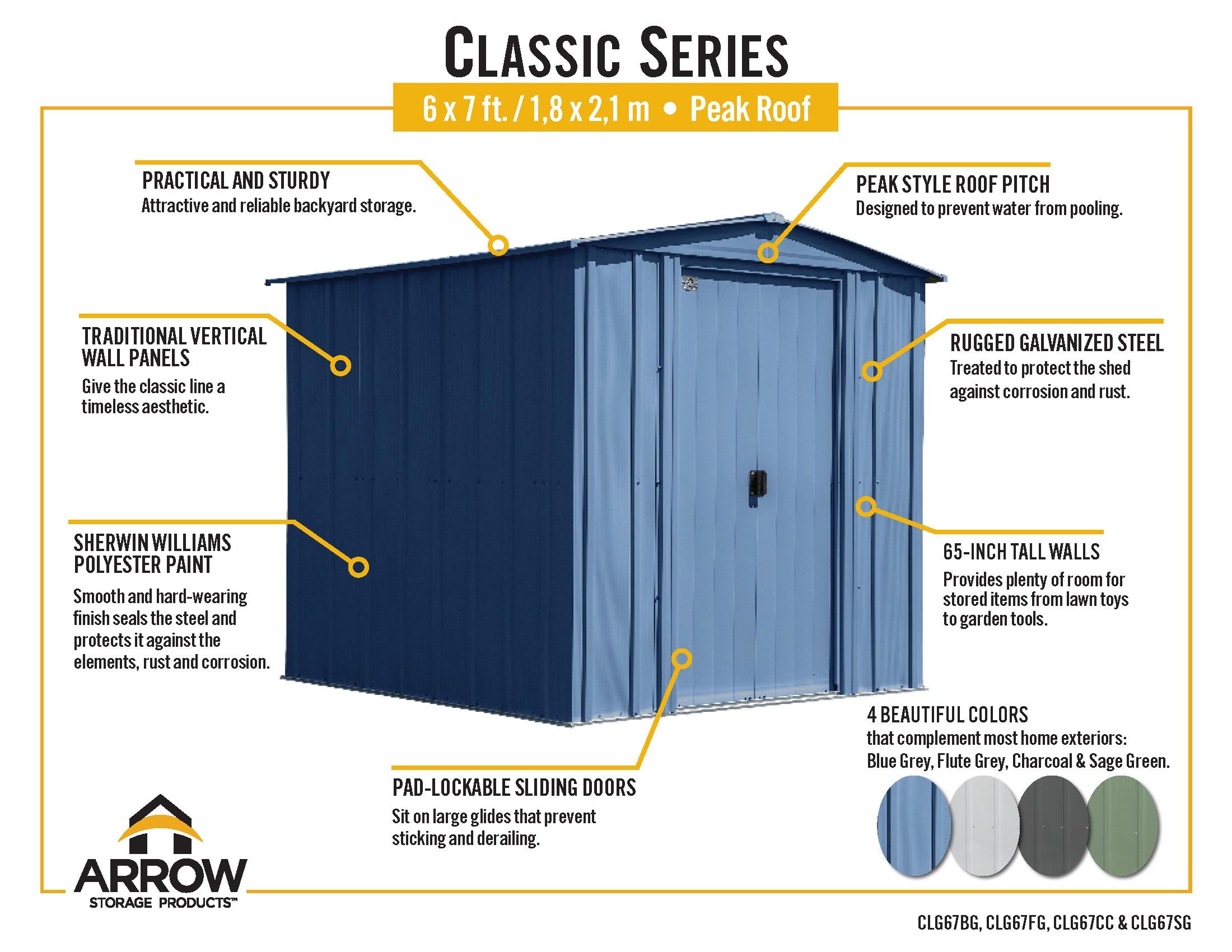 Arrow 6 ft. W x 7 ft. D Steel Vertical Storage Shed