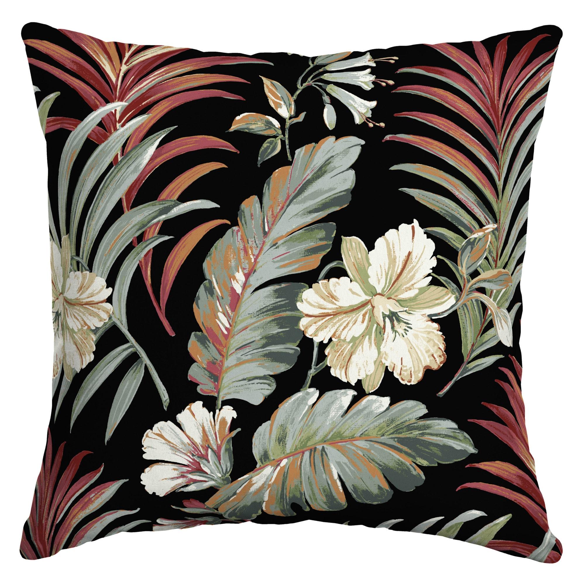 Arden Selections Essentials Outdoor Pillow 16 x 16, Simone Black Tropical