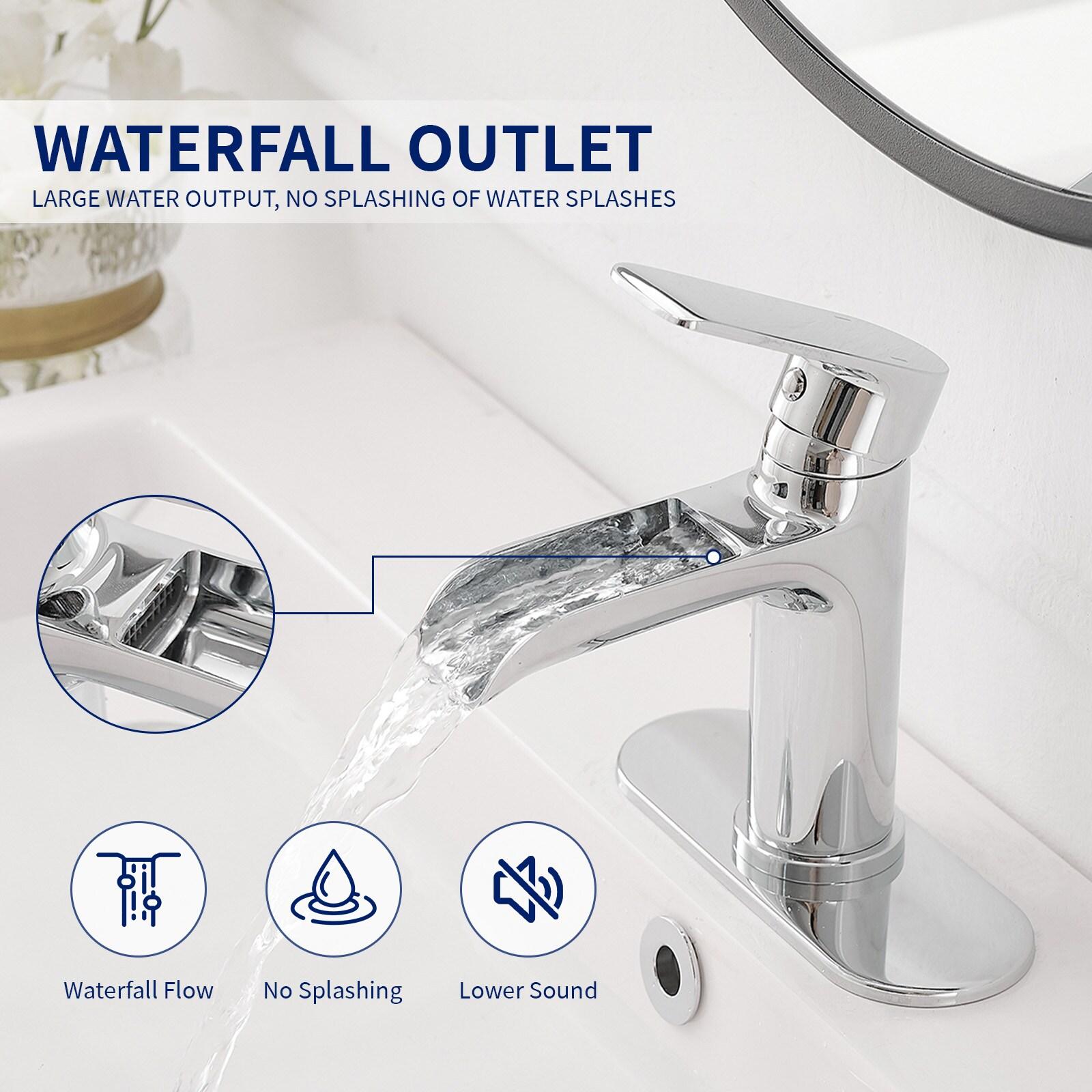 BWE Waterfall Single Handle Single Hole Modern Bathroom Faucet Bathroom Drip-Free Vanity Sink Faucet