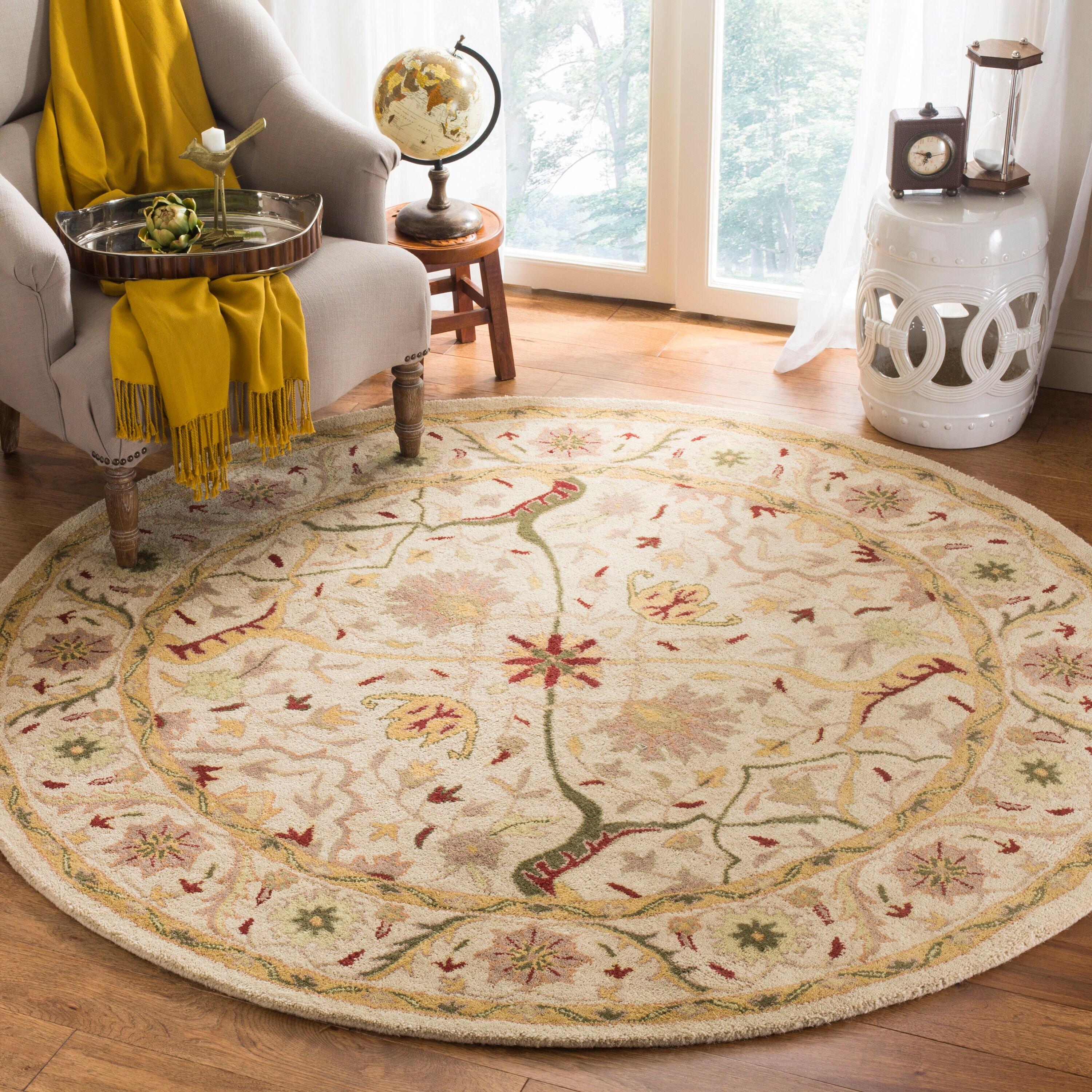 Antiquity AT14 Hand Tufted Indoor Area Rug - Ivory - 6' Round - Safavieh