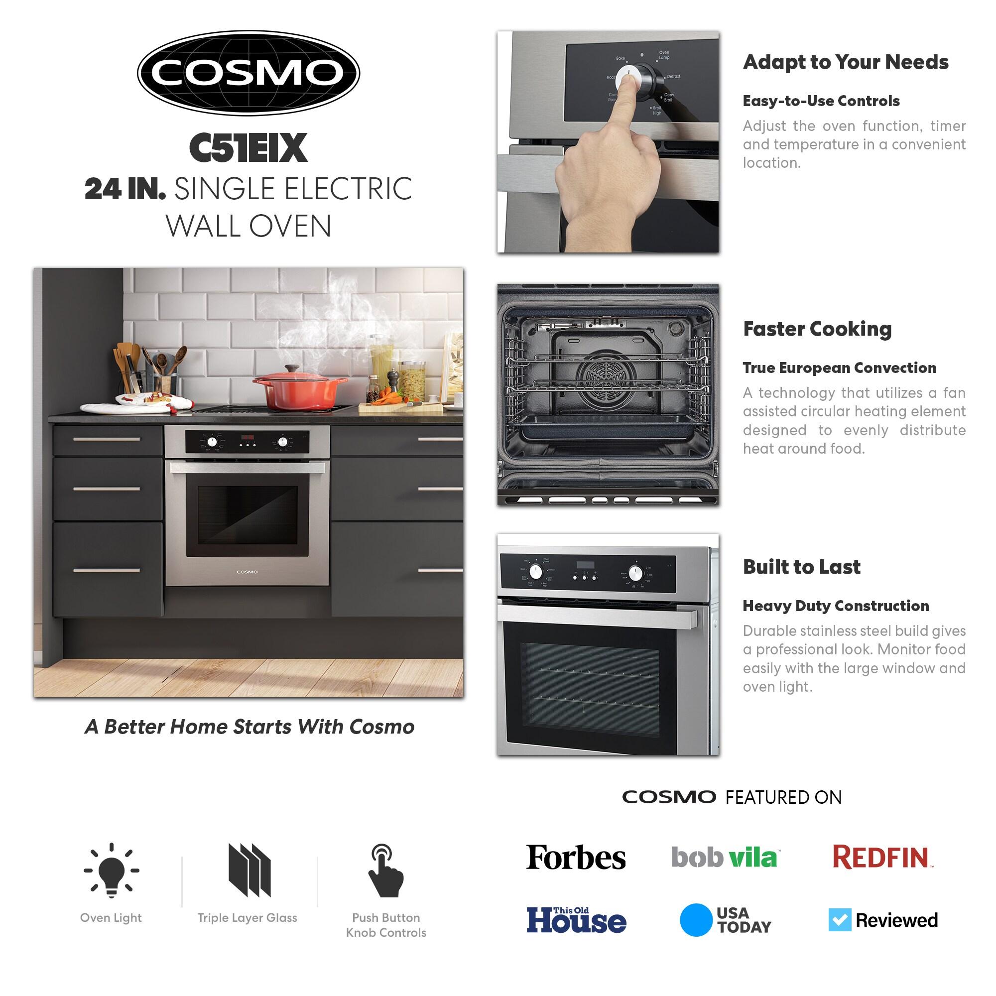 Cosmo C51EIX 24 in. Electric Built-In Stainless Steel Convection Wall Oven