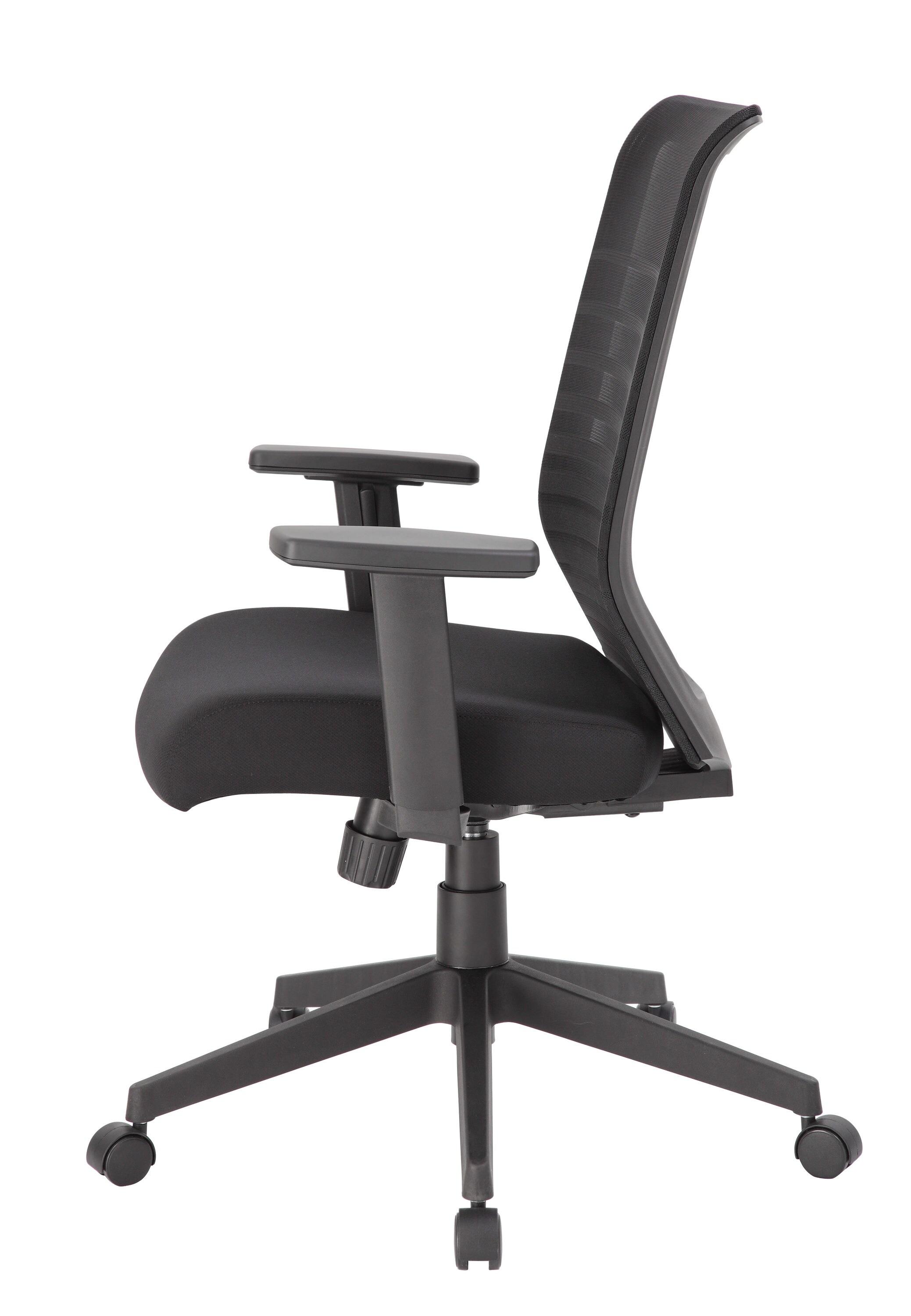 Linear Mesh Task Chair Black - Boss Office Products: Synchro-Tilt, Adjustable Arms, 275lbs Capacity