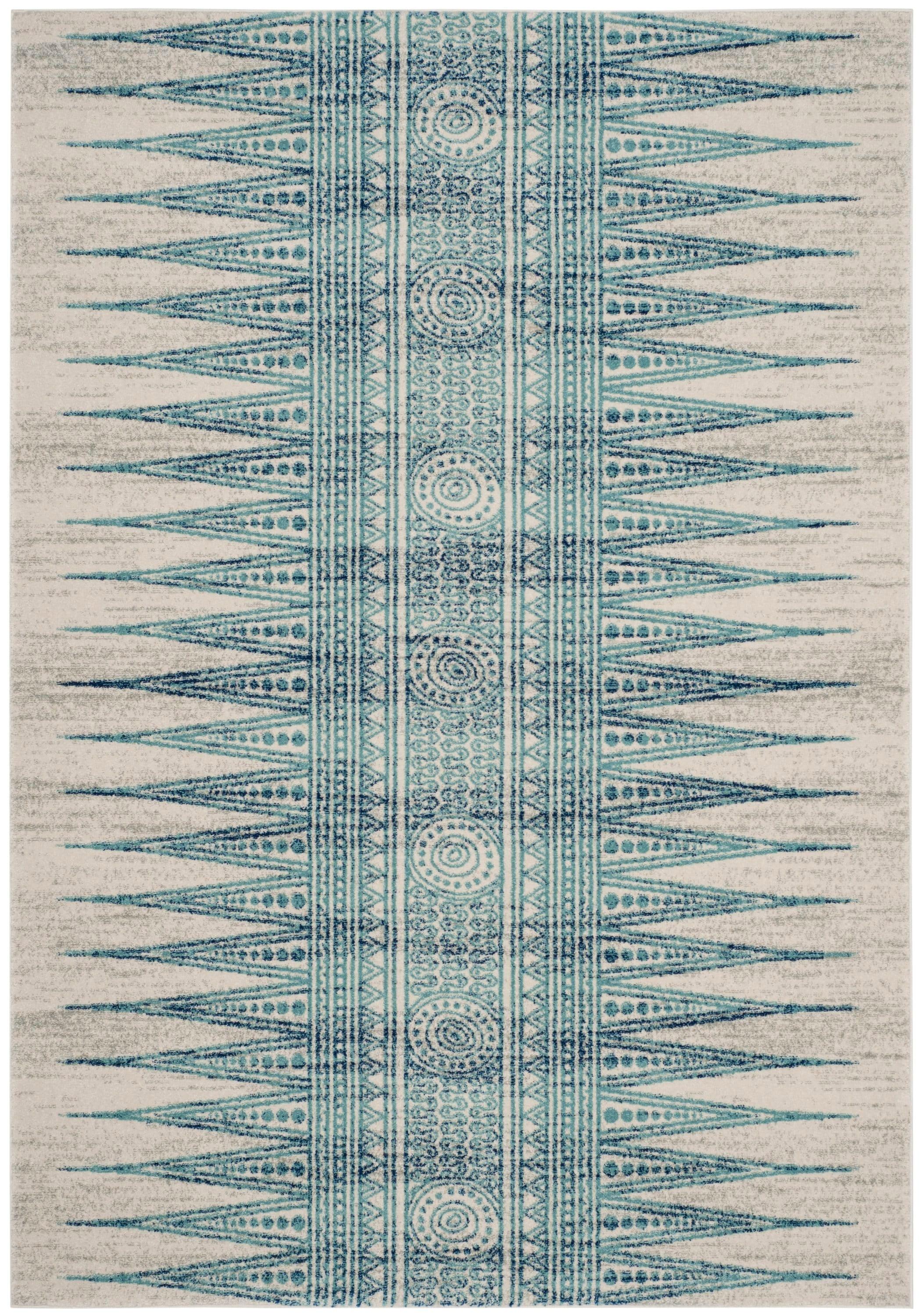 Evoke EVK226 Power Loomed Area Rug - Ivory/Turquoise - 5'1"x7'6" - Safavieh.