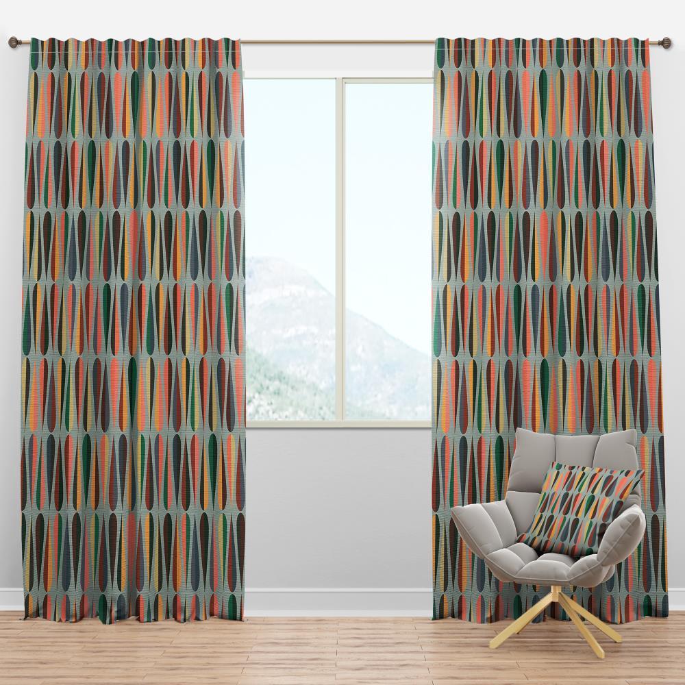 Mid Century Drops V  Geometric curtain -  Single Curtain Panel