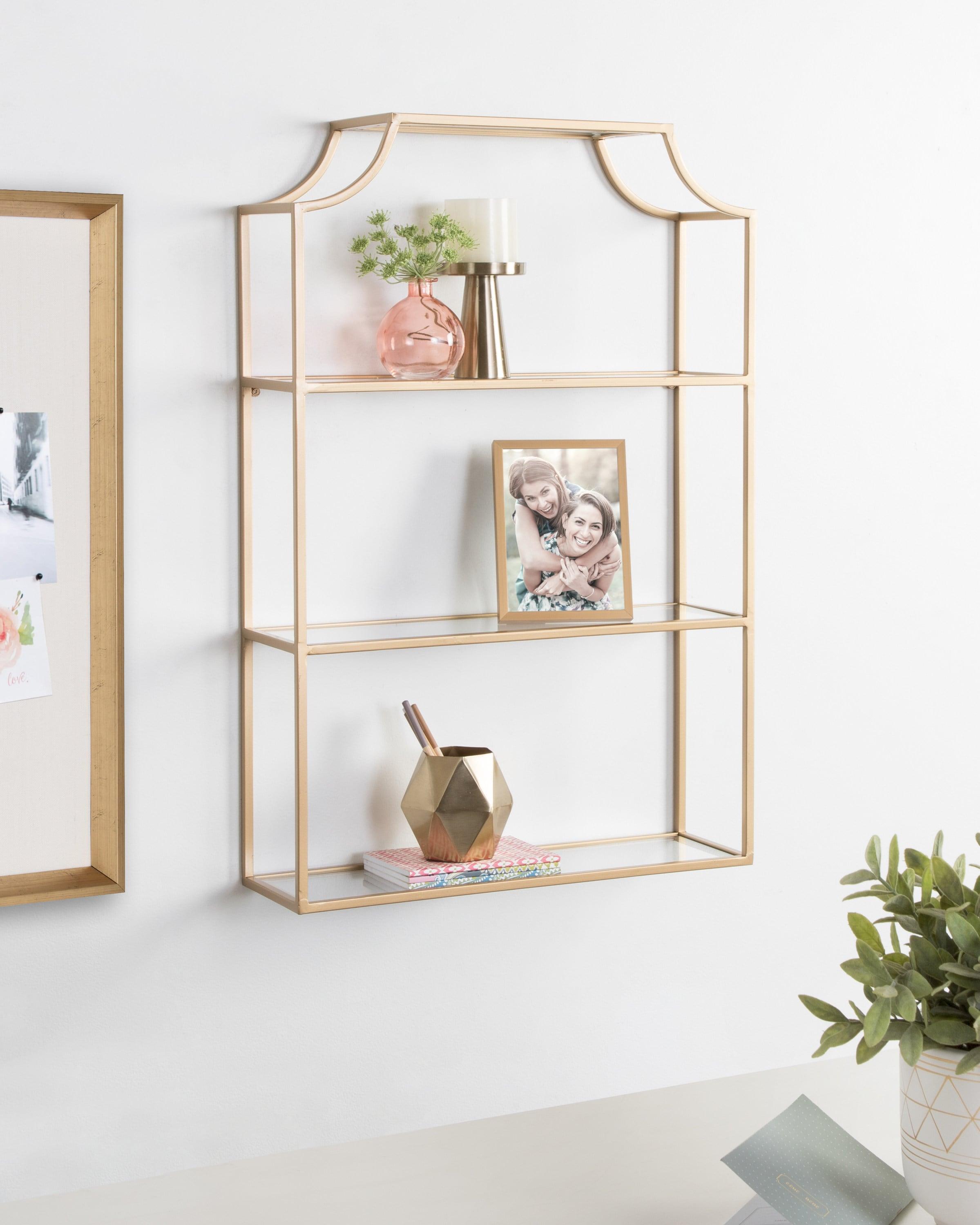 Kate and Laurel Ciel Glam 3-Tier Scalloped Wall Shelf - Gold