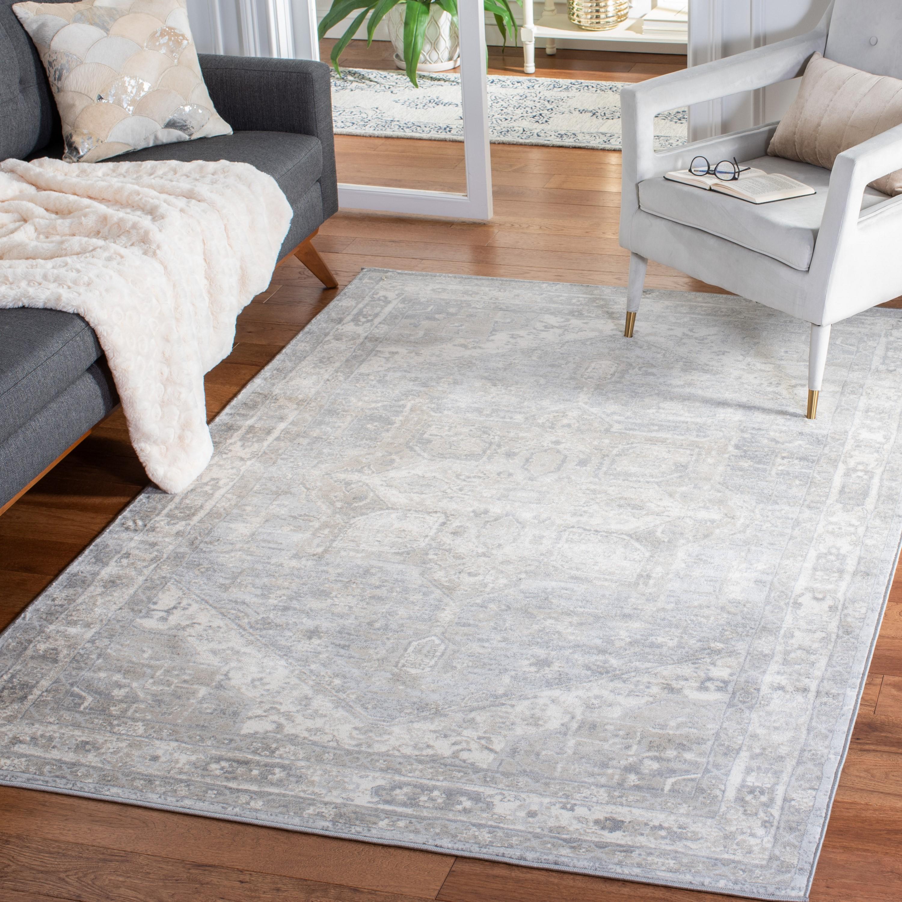 Brentwood BNT852 Power Loomed Indoor Area Rug - Cream/Grey - 4'x6' - Safavieh