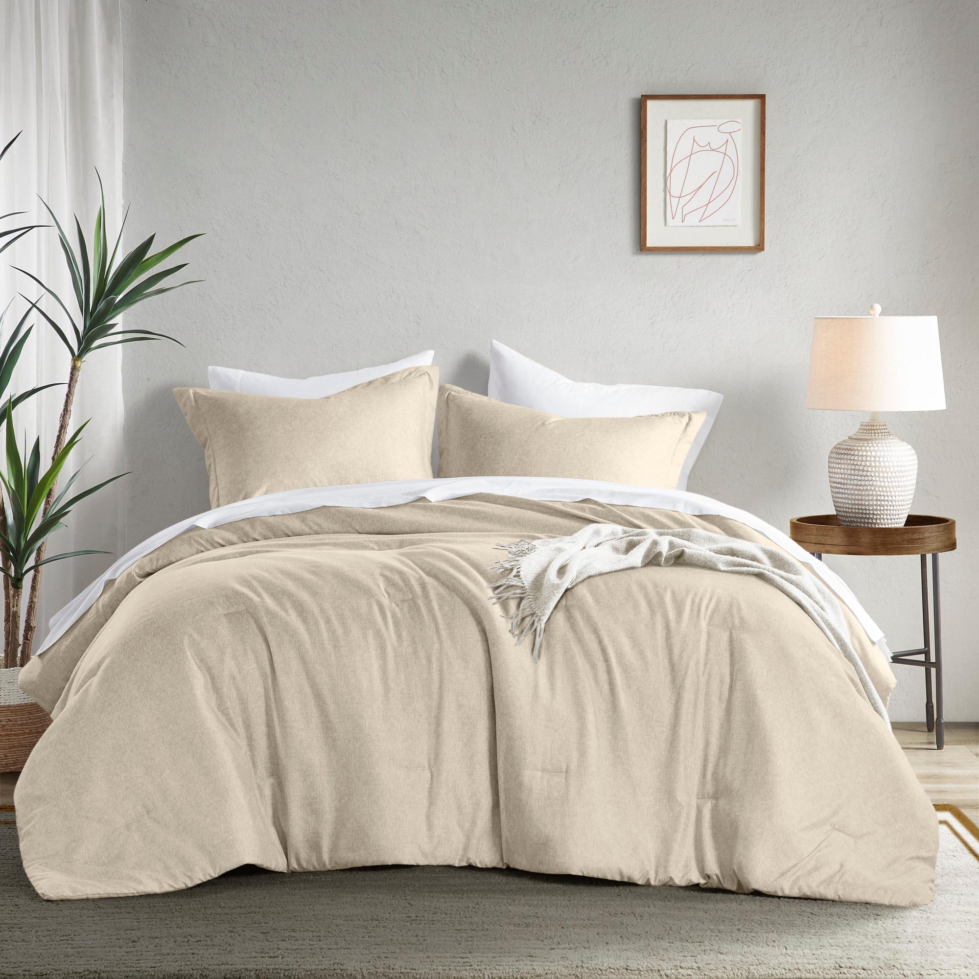 Comfort Spaces Twin Comforter Set - 2pcs (1 Microfiber Comforter & 1shams) Farmhouse Bedding Comforter for All Seasons Boho Bedding Set, Lightweight Solid Bed Comforter Sets,Twin/Twin XL, Taupe