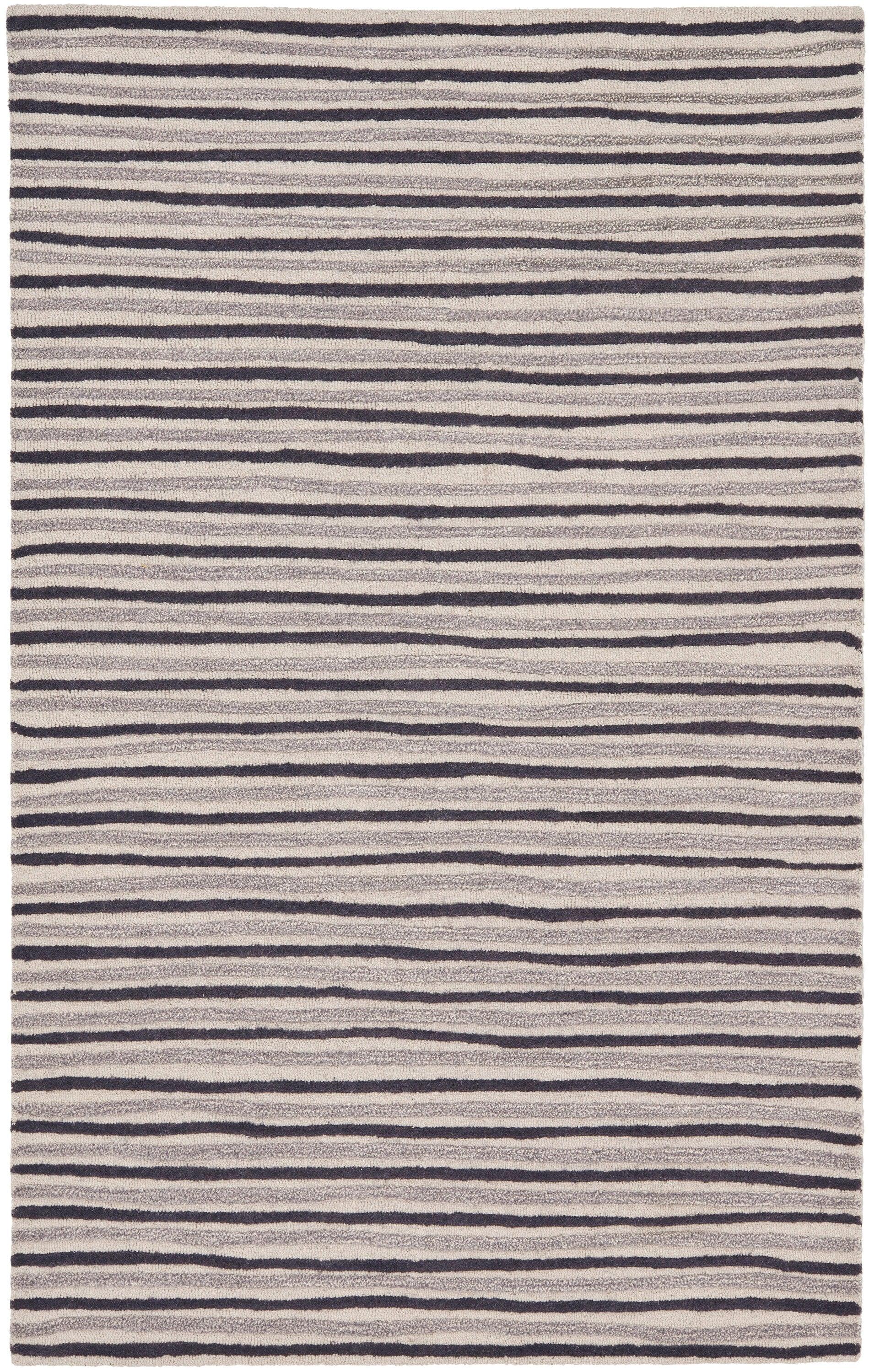 Martha Stewart Hand Drawn Stripe - MSR3619 - Indoor Hand Tufted Area Rugs - Wampum Purple - 4'x6'