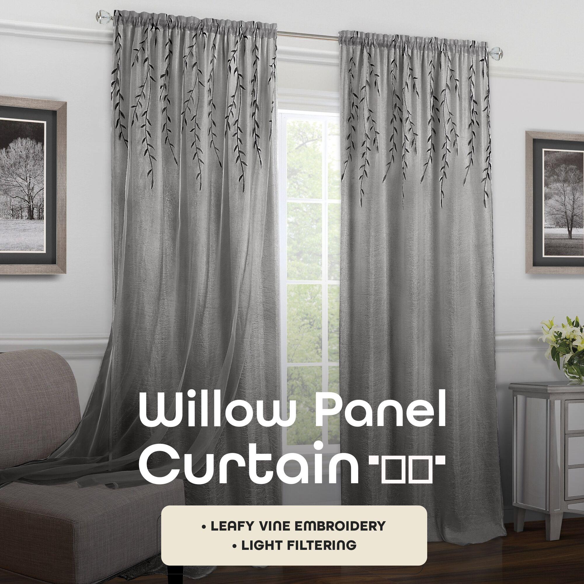 Willow Rod Pocket Light Filtering Curtain Panel - 42" x 63" - Grey
