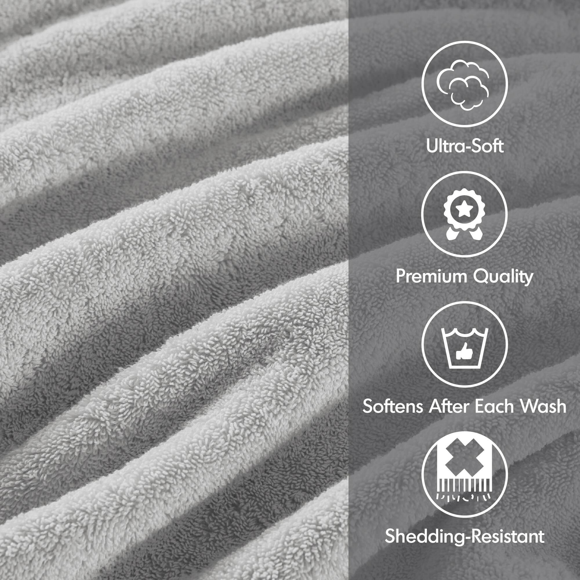 8pc Cotton Bath Towel Set Silver: Madison Park, Heavyweight Terry, OEKO-TEX Certified