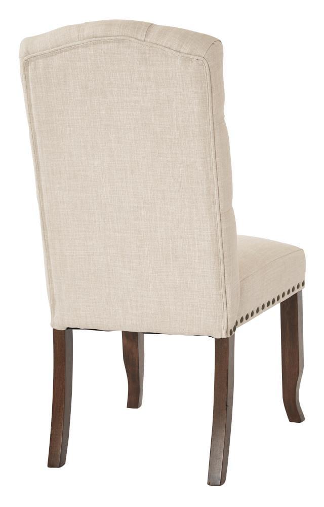 OSP Home Furnishings Jessica Tufted Dining Chair in Linen Cream Fabric