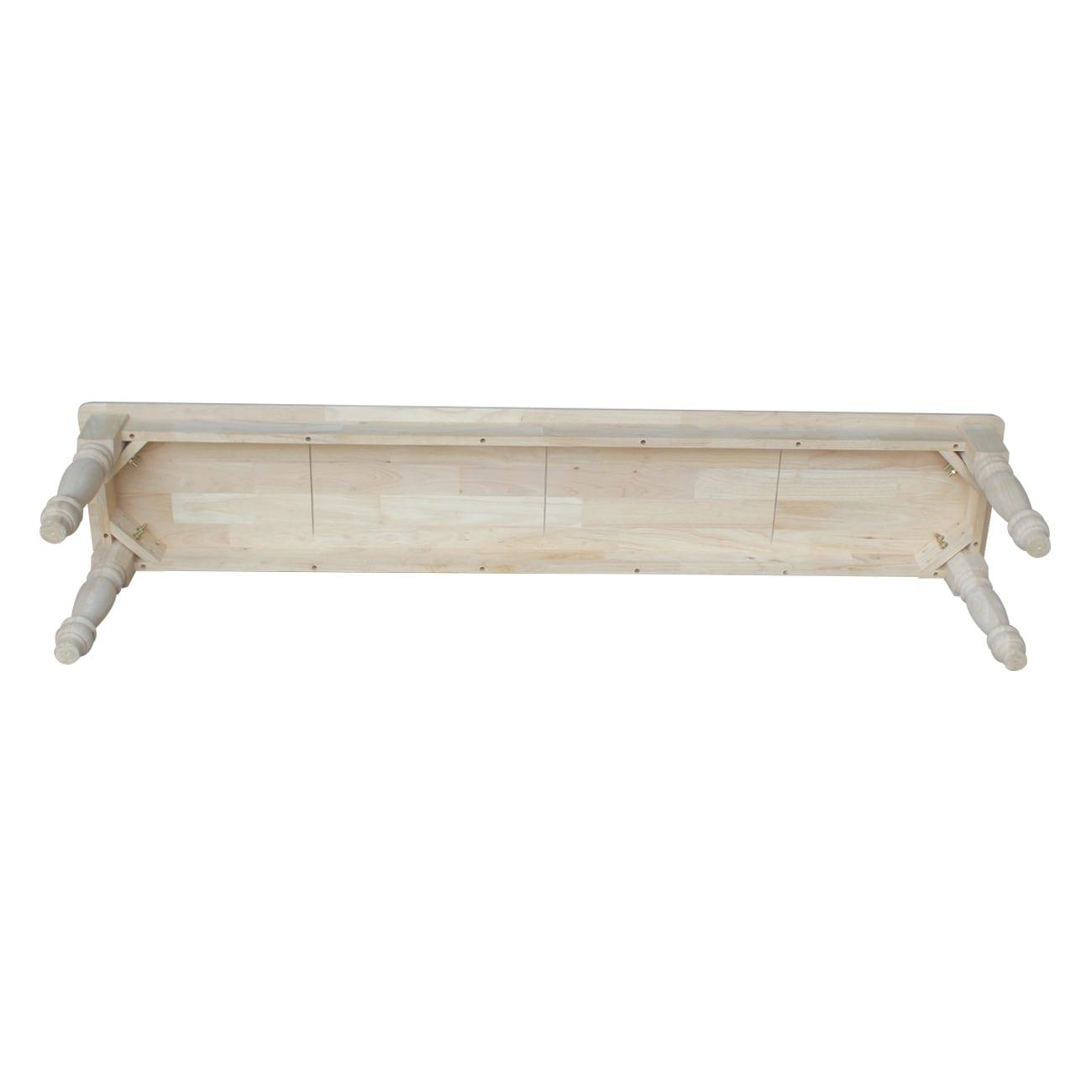 72" Shaker Style Bench with Turned Legs Unfinished - International Concepts: Solid Wood, Entryway Seating