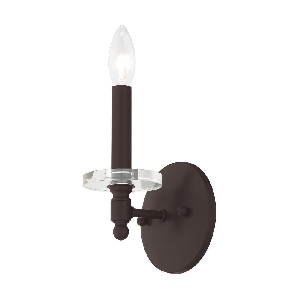 Bancroft Elegance Bronze Wall Sconce with Clear Crystal Bobeche