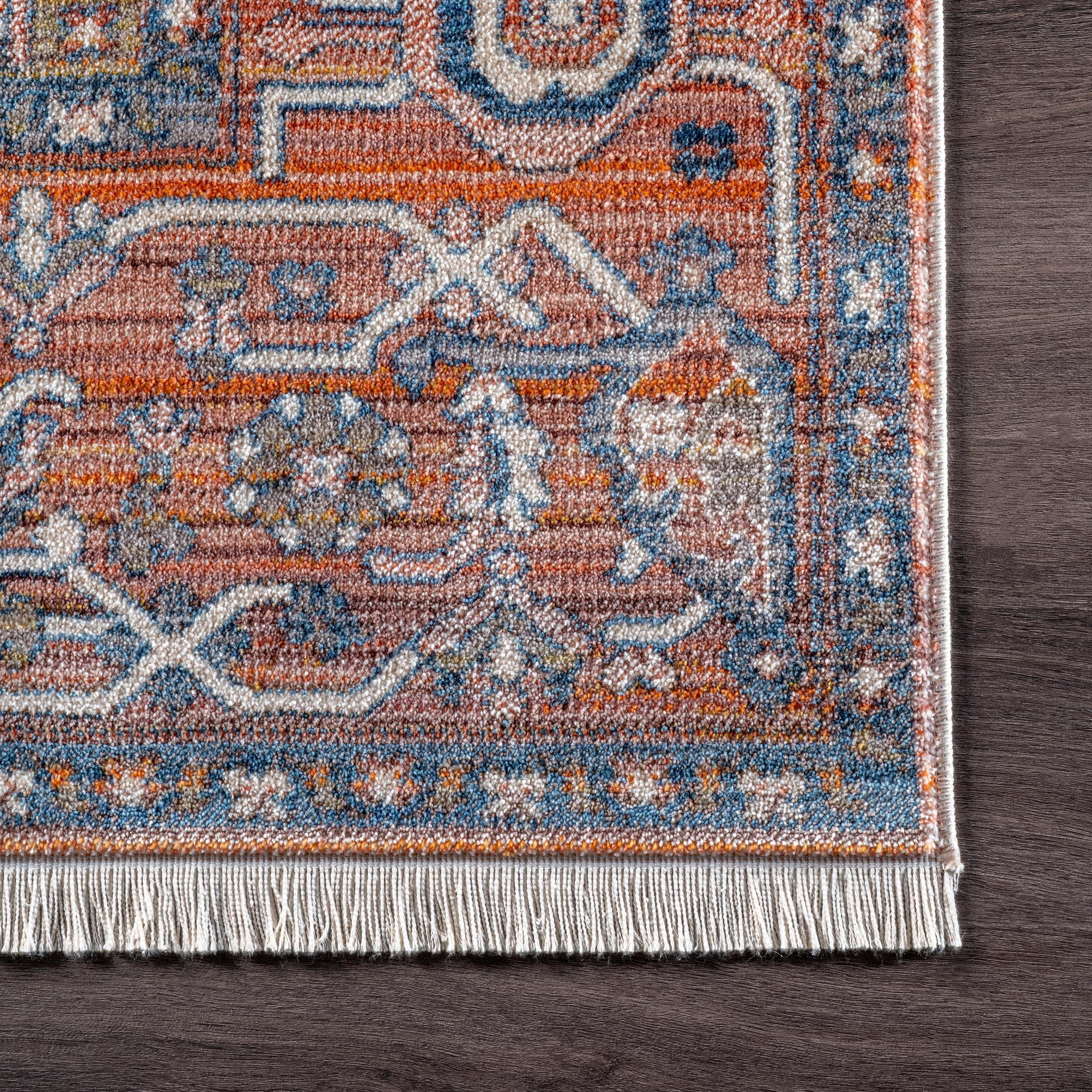 Nuloom Harriet Medallion 2x14 Runner Indoor Area Rug for Living Room Bedroom Dining Room Entryway Hallway Kitchen, Rust/Multicolor