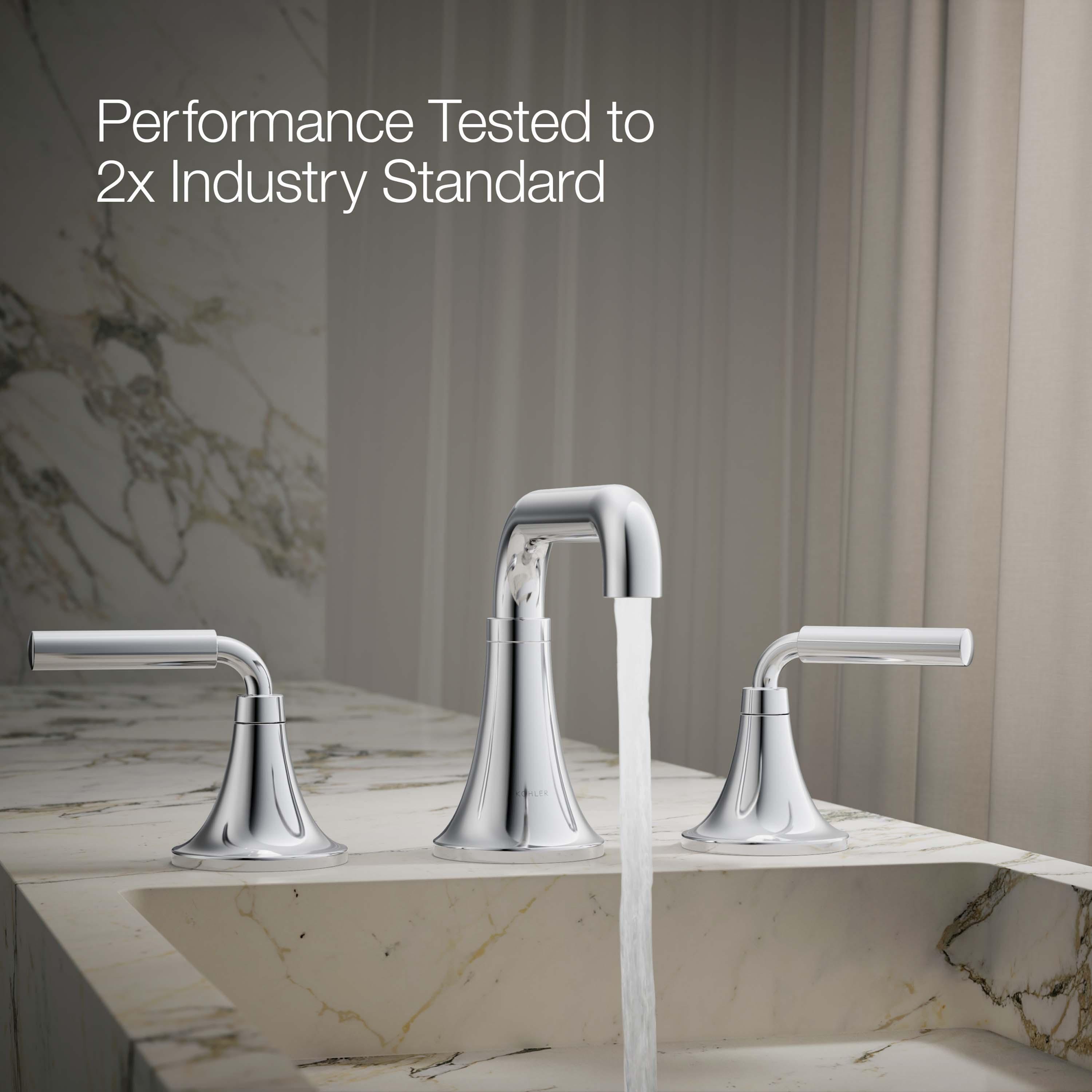 Tone Widespread Bathroom Sink Faucet, Three-Hole Bathroom Faucet with Clicker Drain, 1.2 GPM