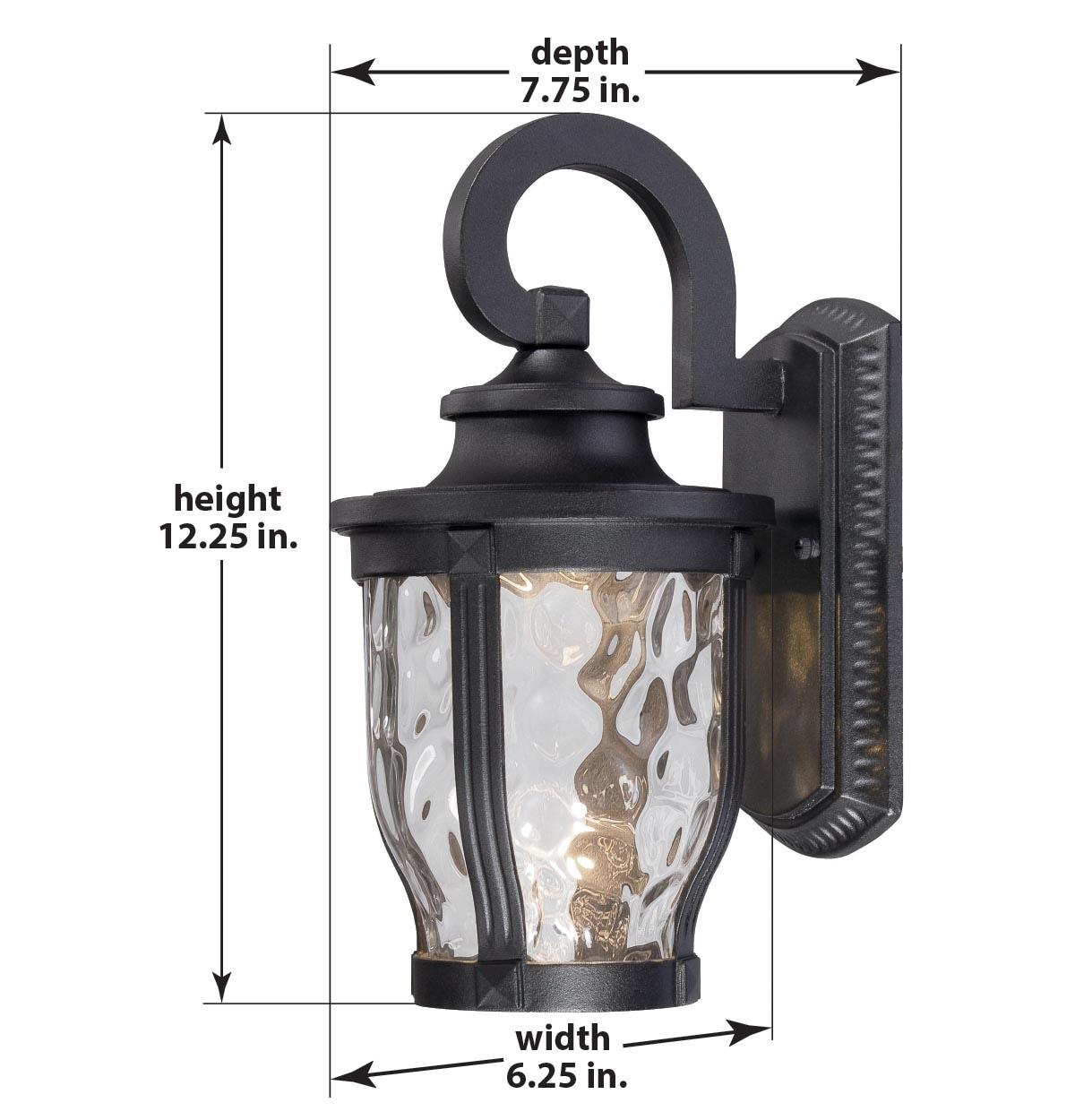 Minka Lavery Rustic Outdoor Wall Light Fixture Black LED 12 1/4" Clear Hammered Glass for Post Exterior Barn Deck Porch Yard Patio