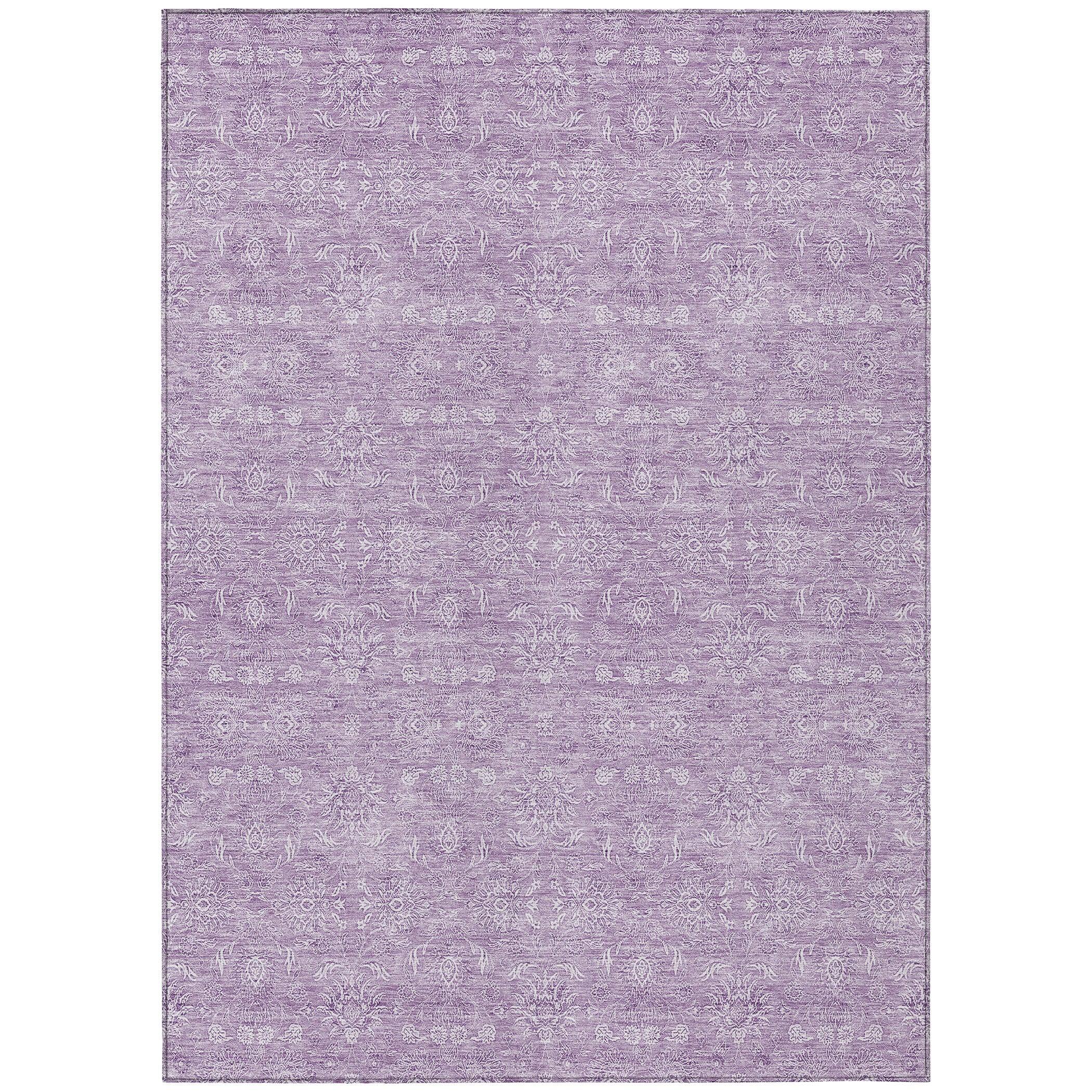 Lavender Synthetic Flat Woven Round Washable Area Rug