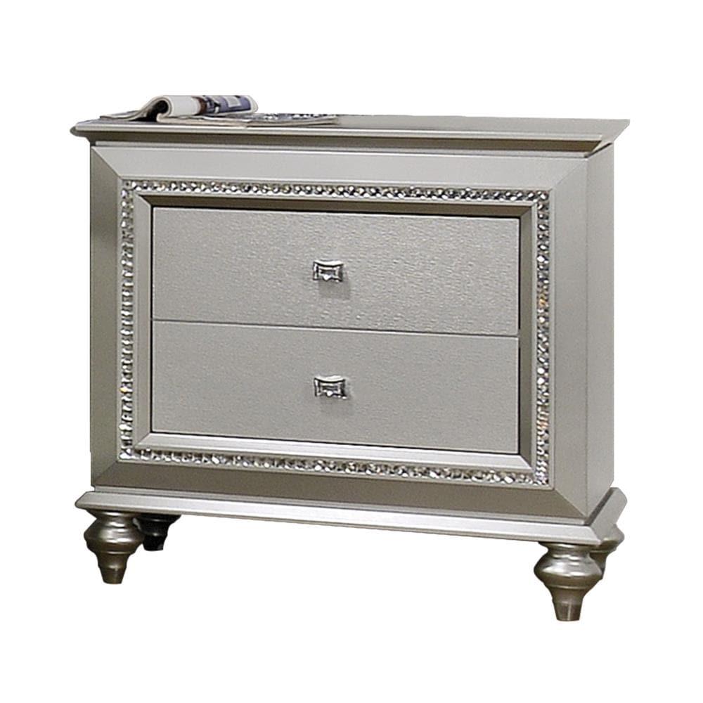 ACME Kaitlyn 2-Drawer Wooden Nightstand in Champagne White