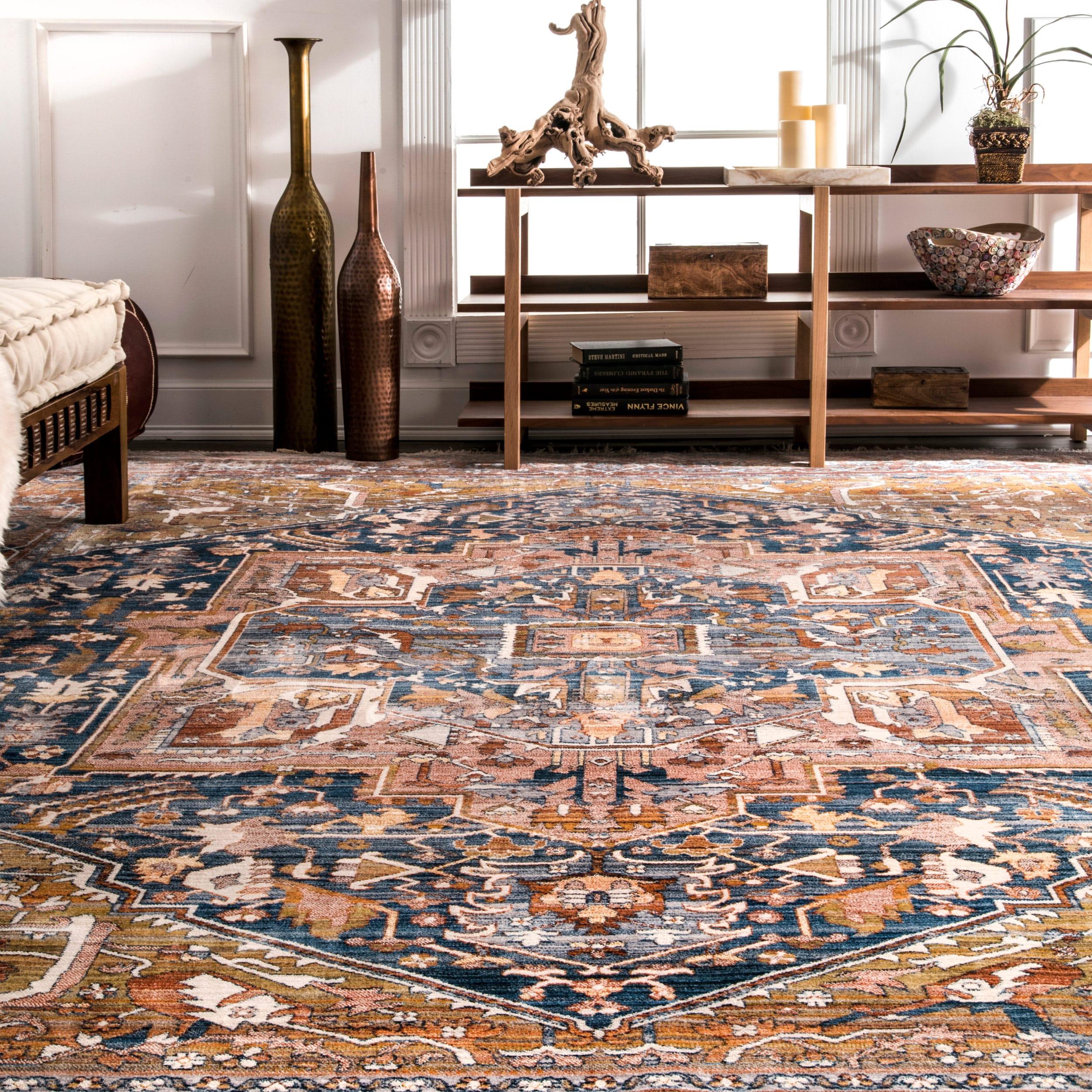 Nuloom Harriet Medallion 6 Square Indoor Area Rug for Living Room Bedroom Dining Room Kitchen, Rust/Multicolor