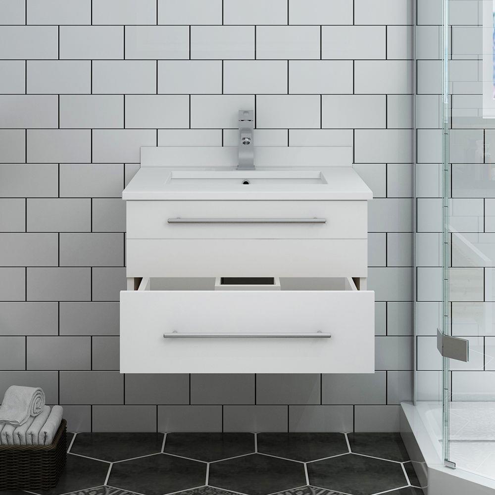 Lucera 24" Wall Mount Modern Single Sink Bathroom Vanity with Top and Undermount Sink