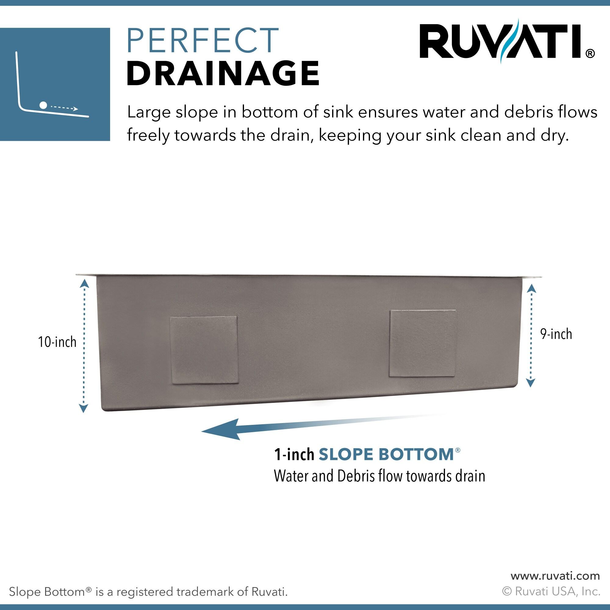 Ruvati 27-inch Slope Bottom Offset Drain Undermount Kitchen Sink Single Bowl Stainless Steel