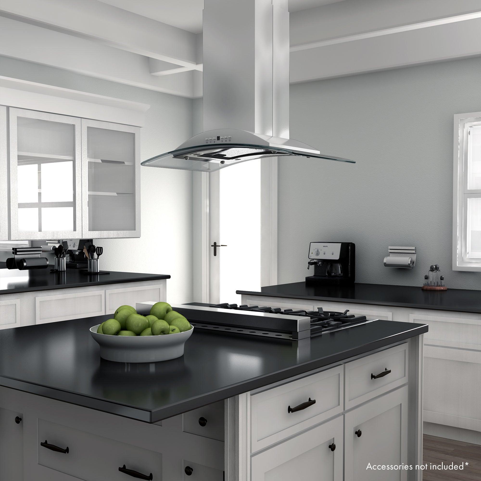 ZLINE 30 in. Convertible Vent Isl& Mount Range Hood in Stainless Steel & Glass (GL9i-30)