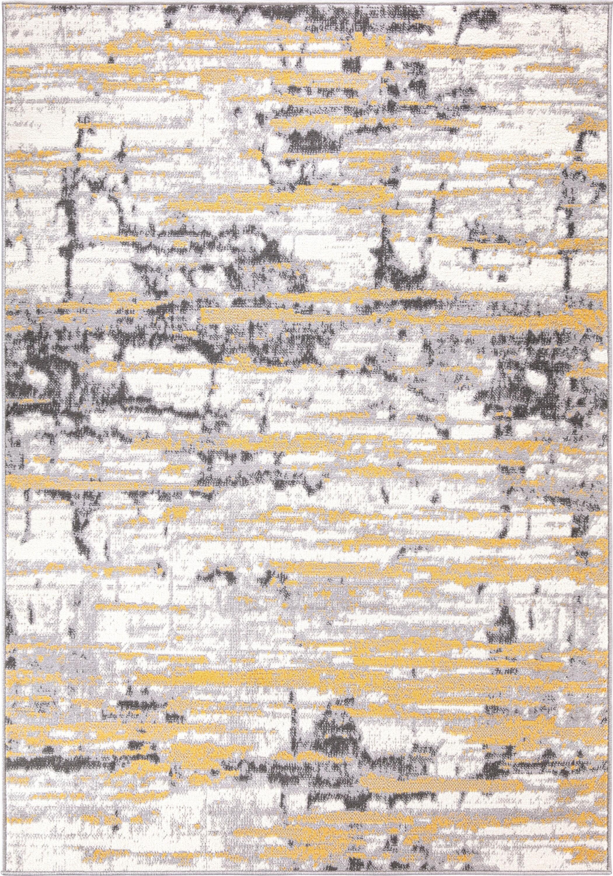 World Rug Gallery Vintage Abstract Modern Area Rug - Yellow 5' x 7'