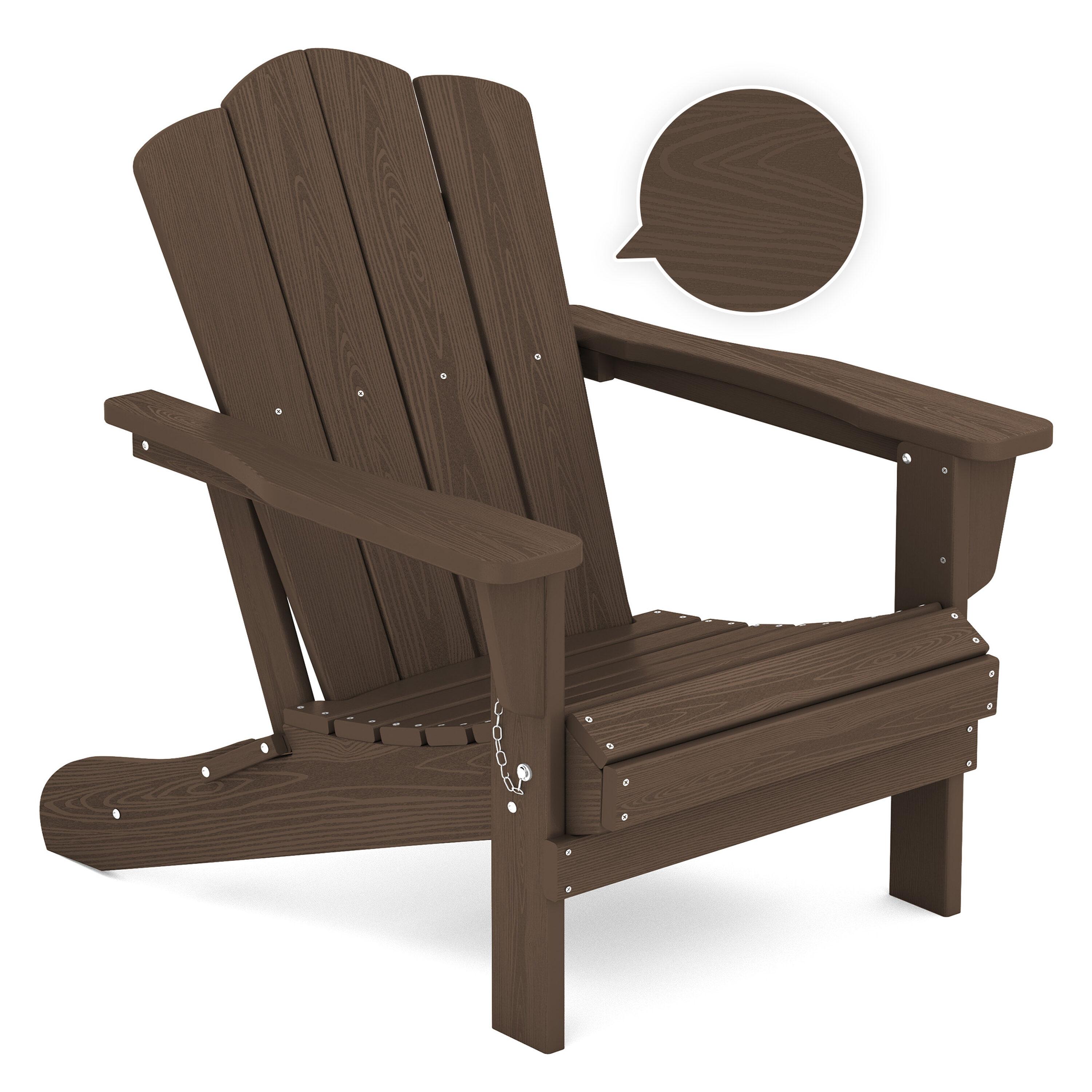 JEAREY Outdoor HDPE Folding Classic Adirondack Chair All-Weather Coffee