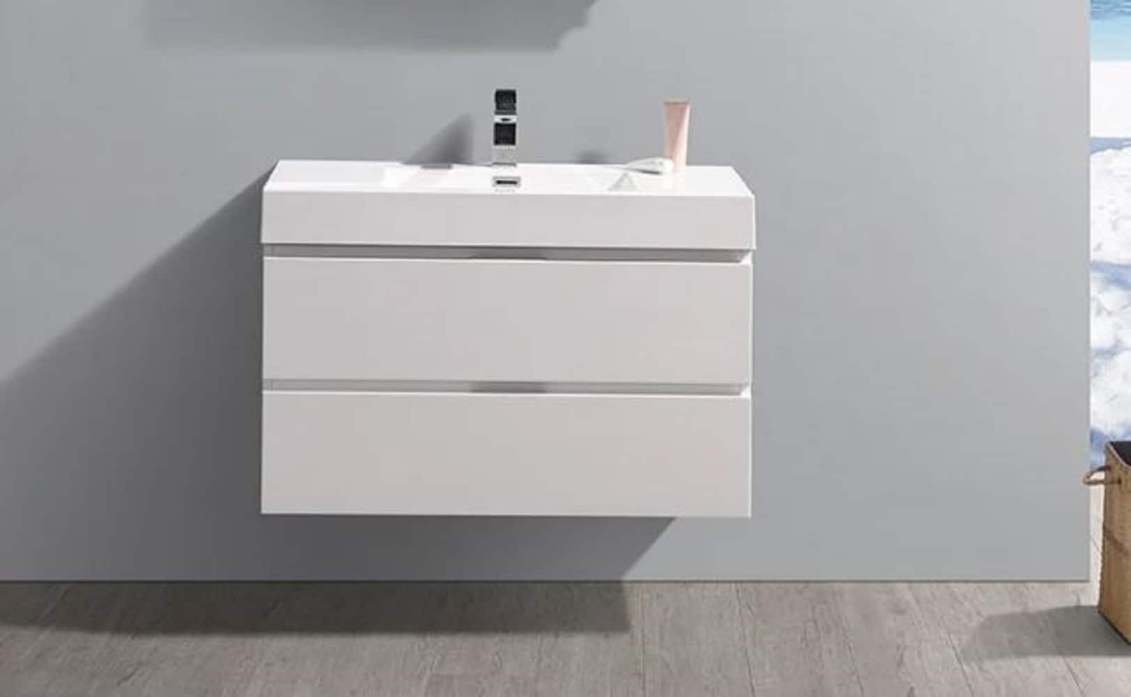 Fresca Valencia 36" Wall Mount Single Sink Bathroom Vanity with Top and Sink (Faucet Not Included)