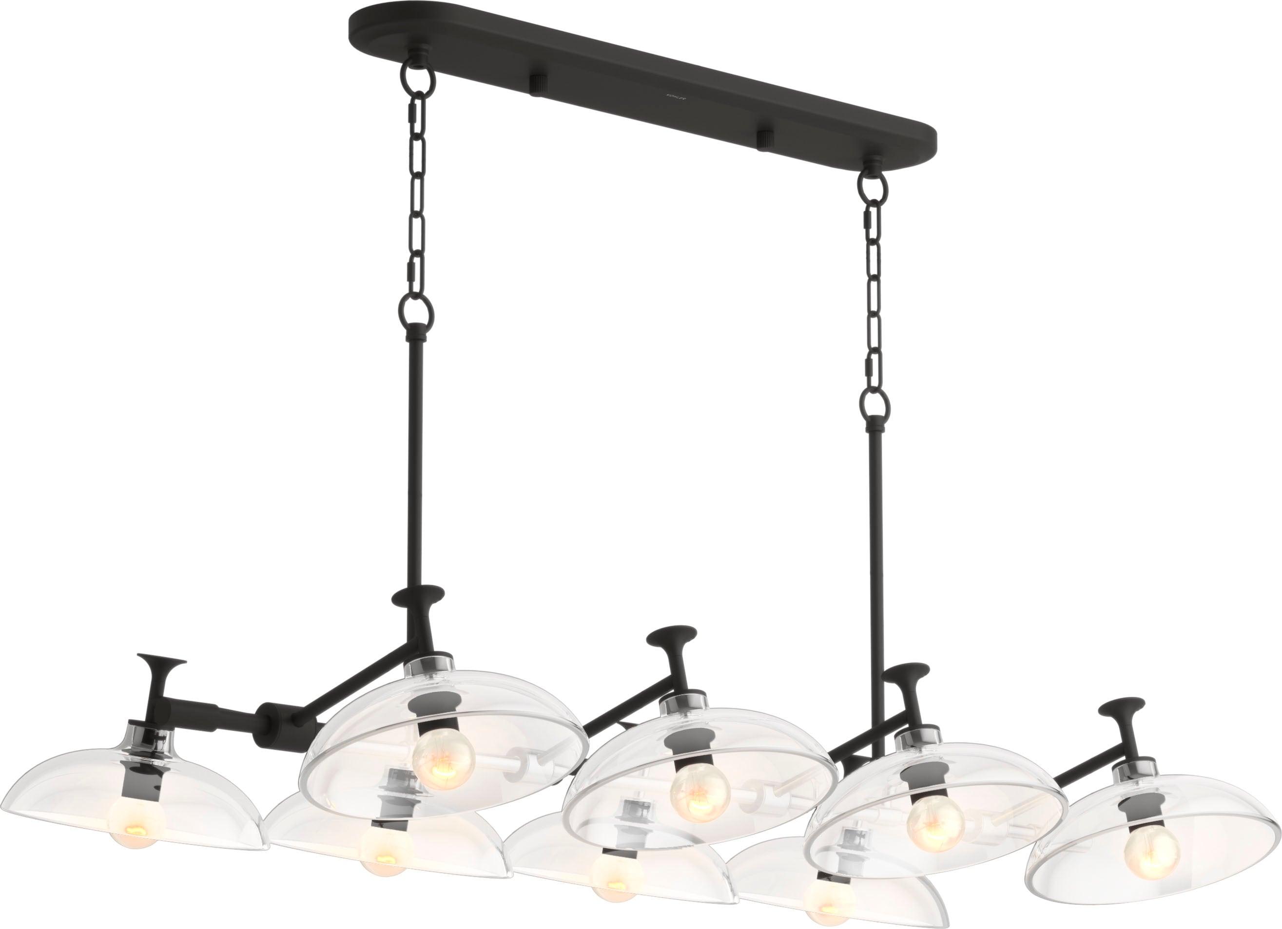 Tone 41" Matte Black Midcentury Modern Eight-Light Chandelier