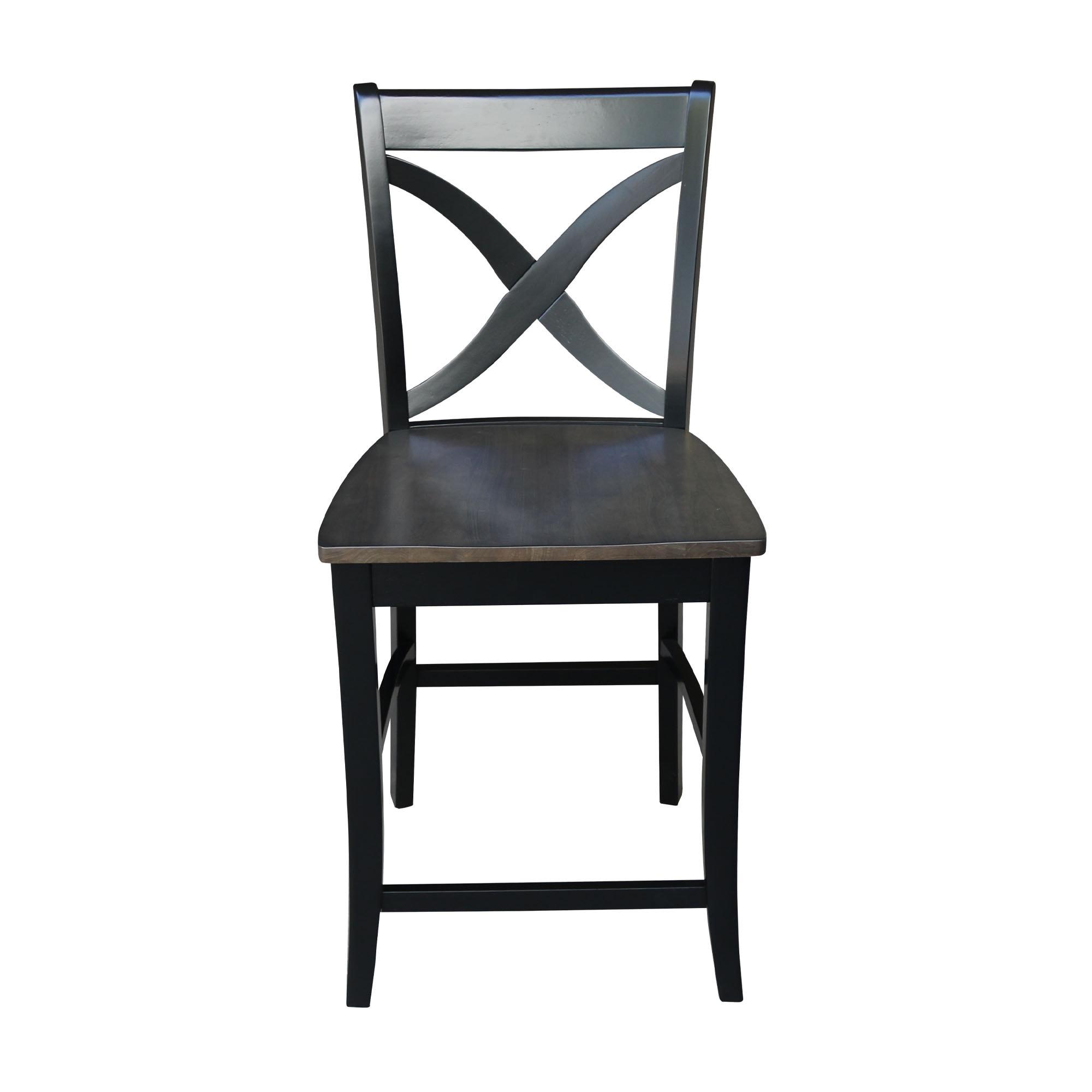 International Concepts Cosmo 24" Cross Back Counter Stool in Coal
