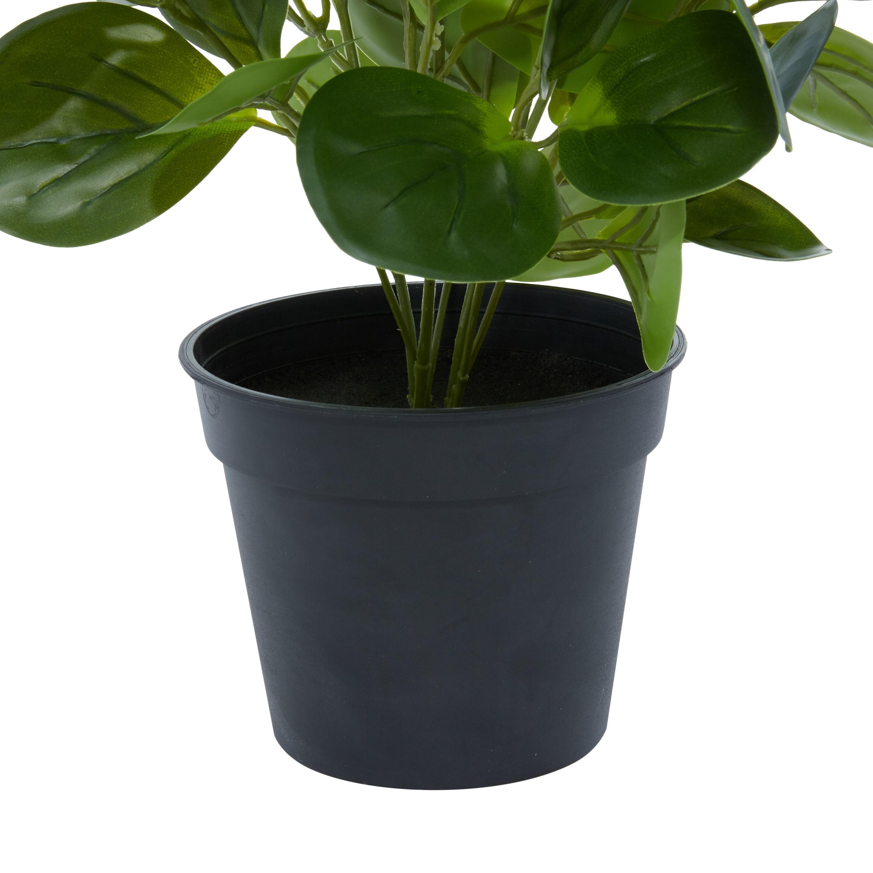 DecMode 13" Indoor Outdoor Artificial Eucalyptus Plant in Realistic Leaves and Black Round Pot