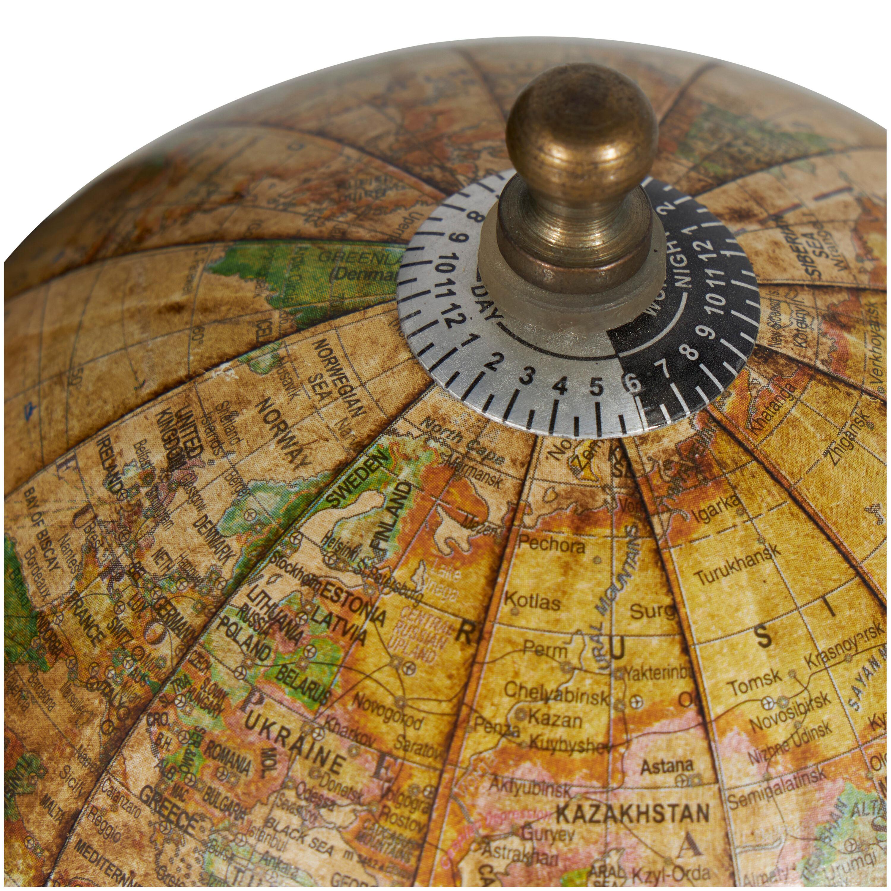 DecMode 6" Globe World Map Brown Wood Bookends (Set of 2)