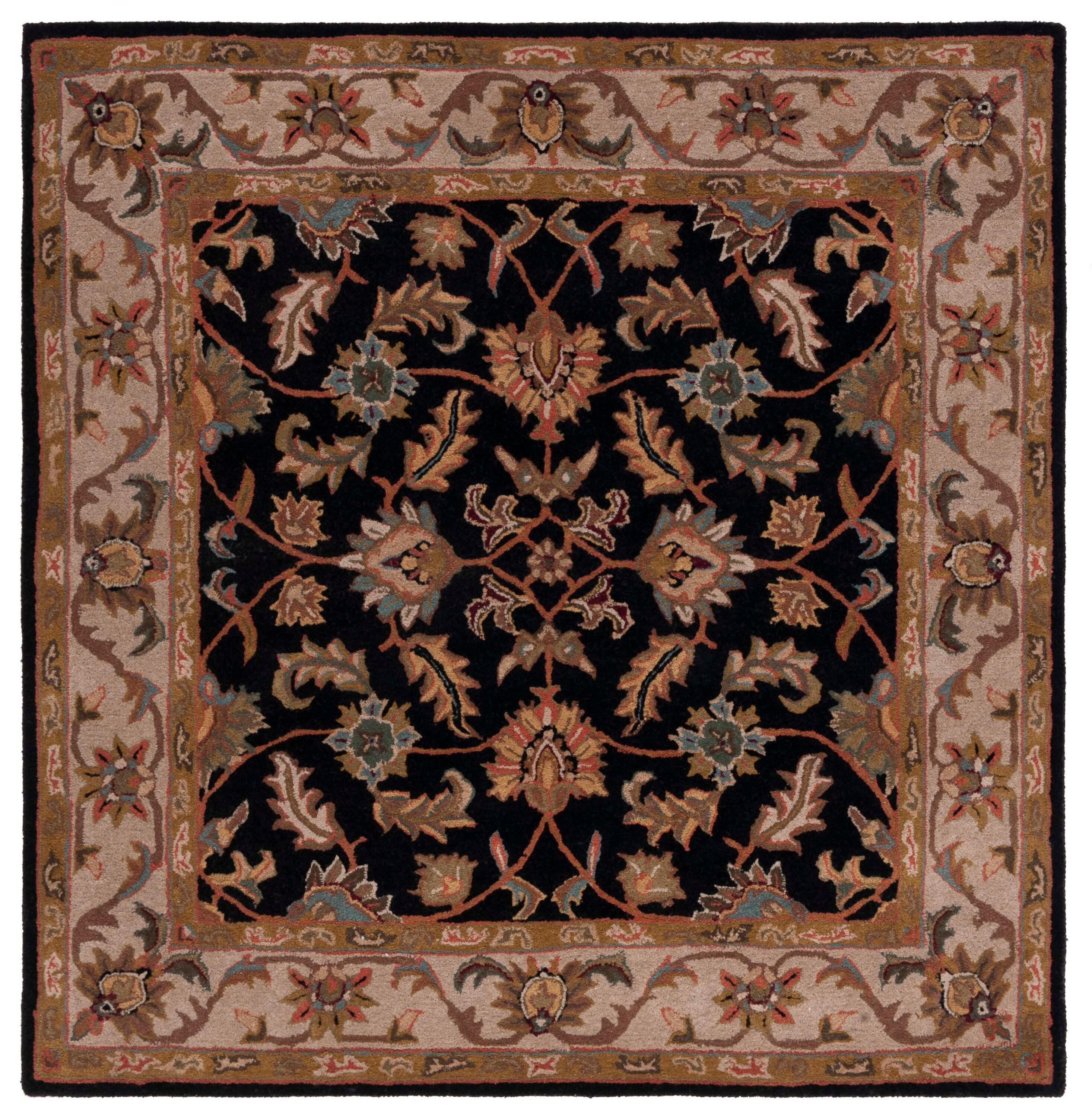 Heritage HG628 Hand Tufted Area Rug - Black/Beige - 8'x8' - Safavieh.