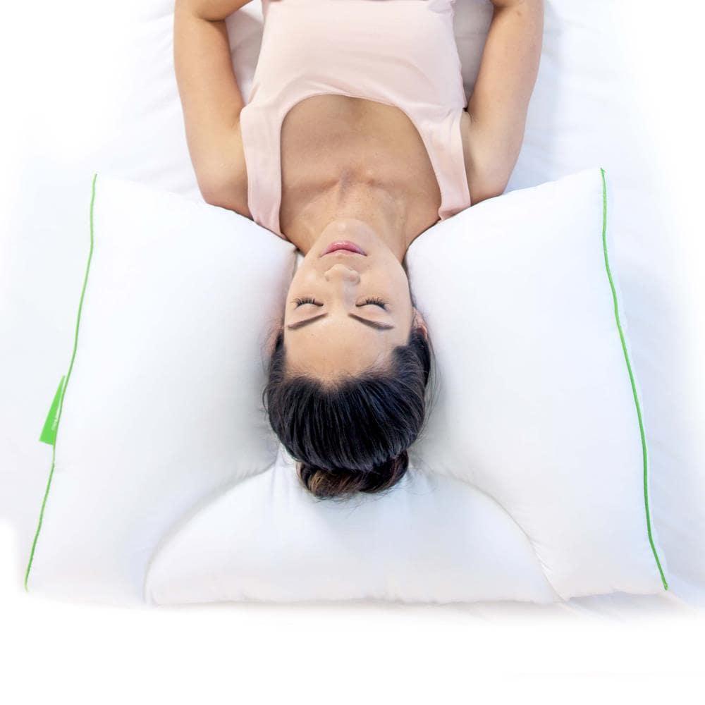 Medium Soft Dual Sleep Neck Pillow - Sleep Yoga: Cervical Support, Indoor U-Shape Travel Cushion, Woven Cotton & Polyester